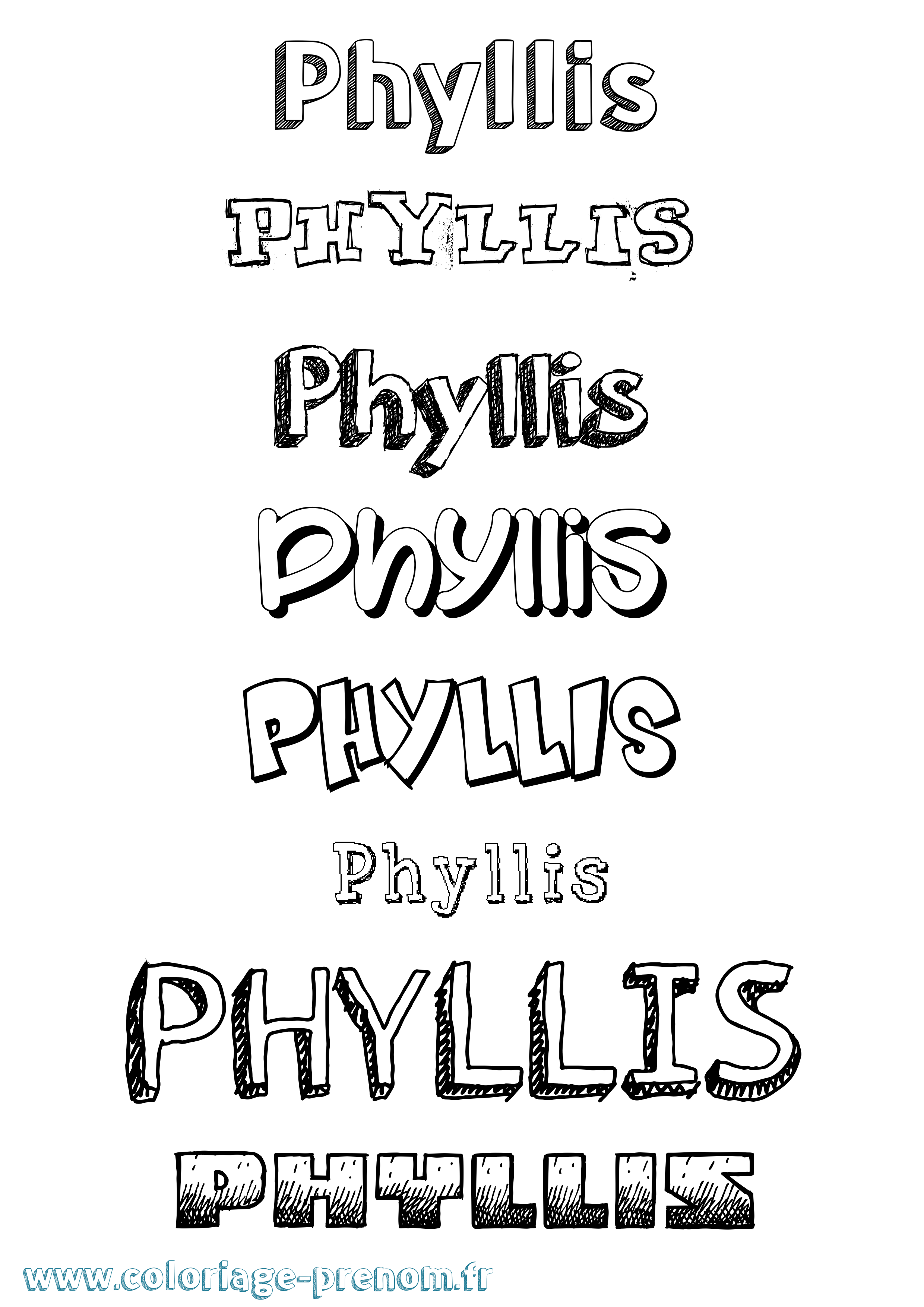 Coloriage prénom Phyllis Dessiné