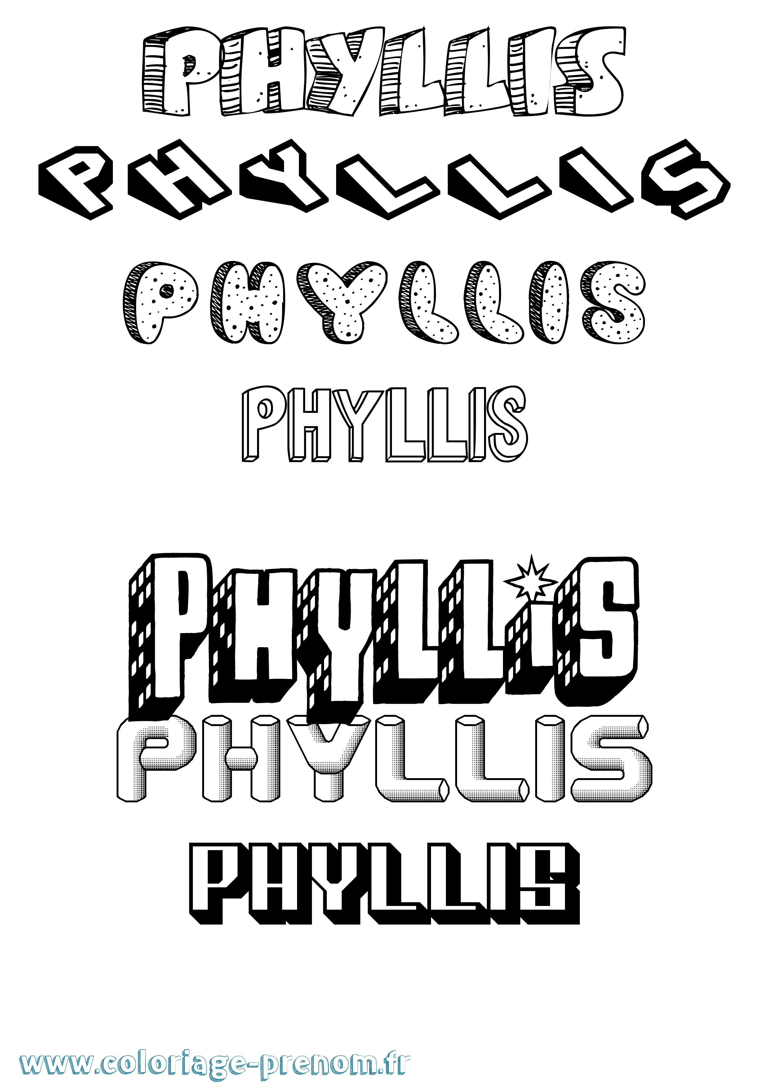 Coloriage prénom Phyllis Effet 3D