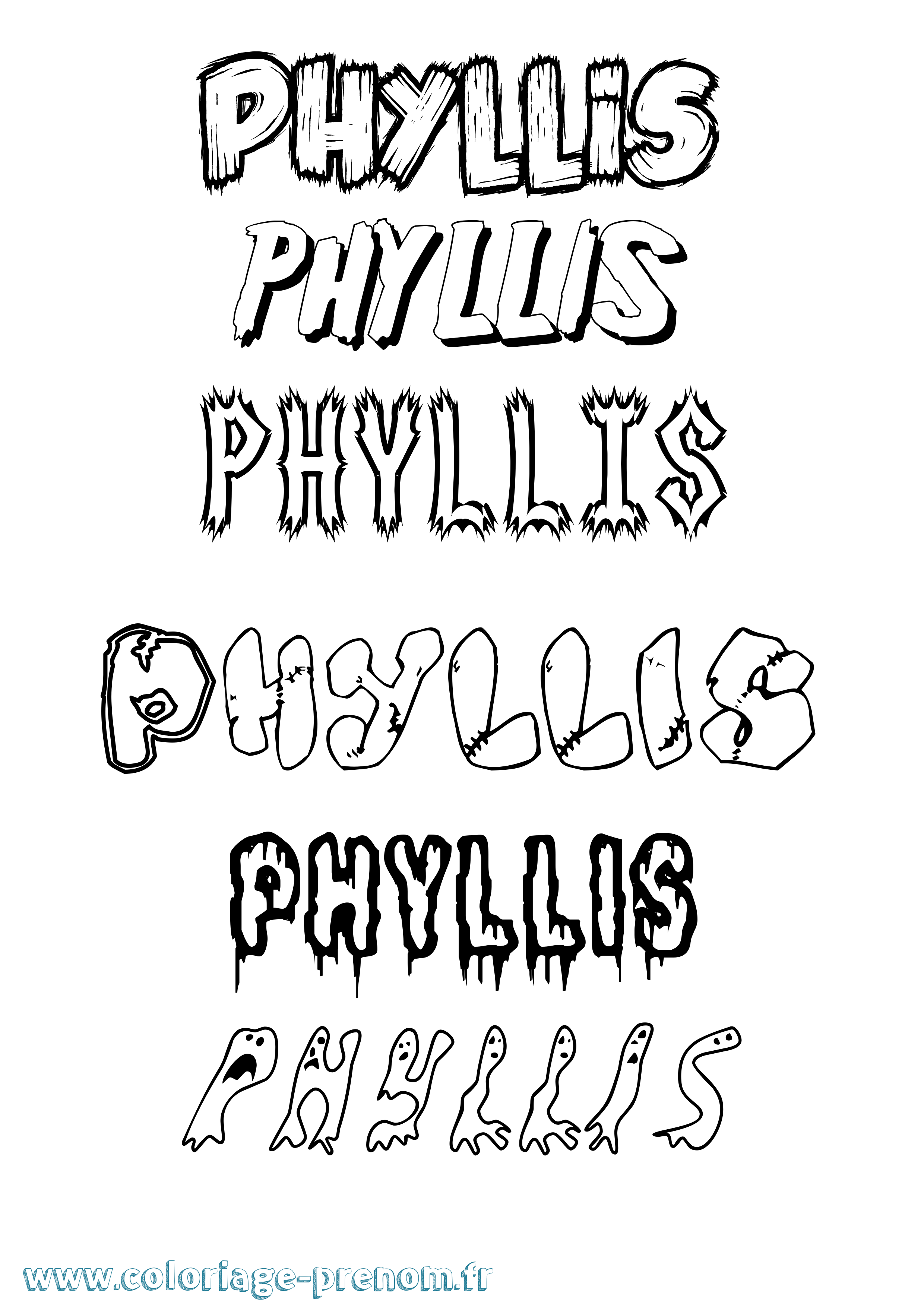 Coloriage prénom Phyllis Frisson