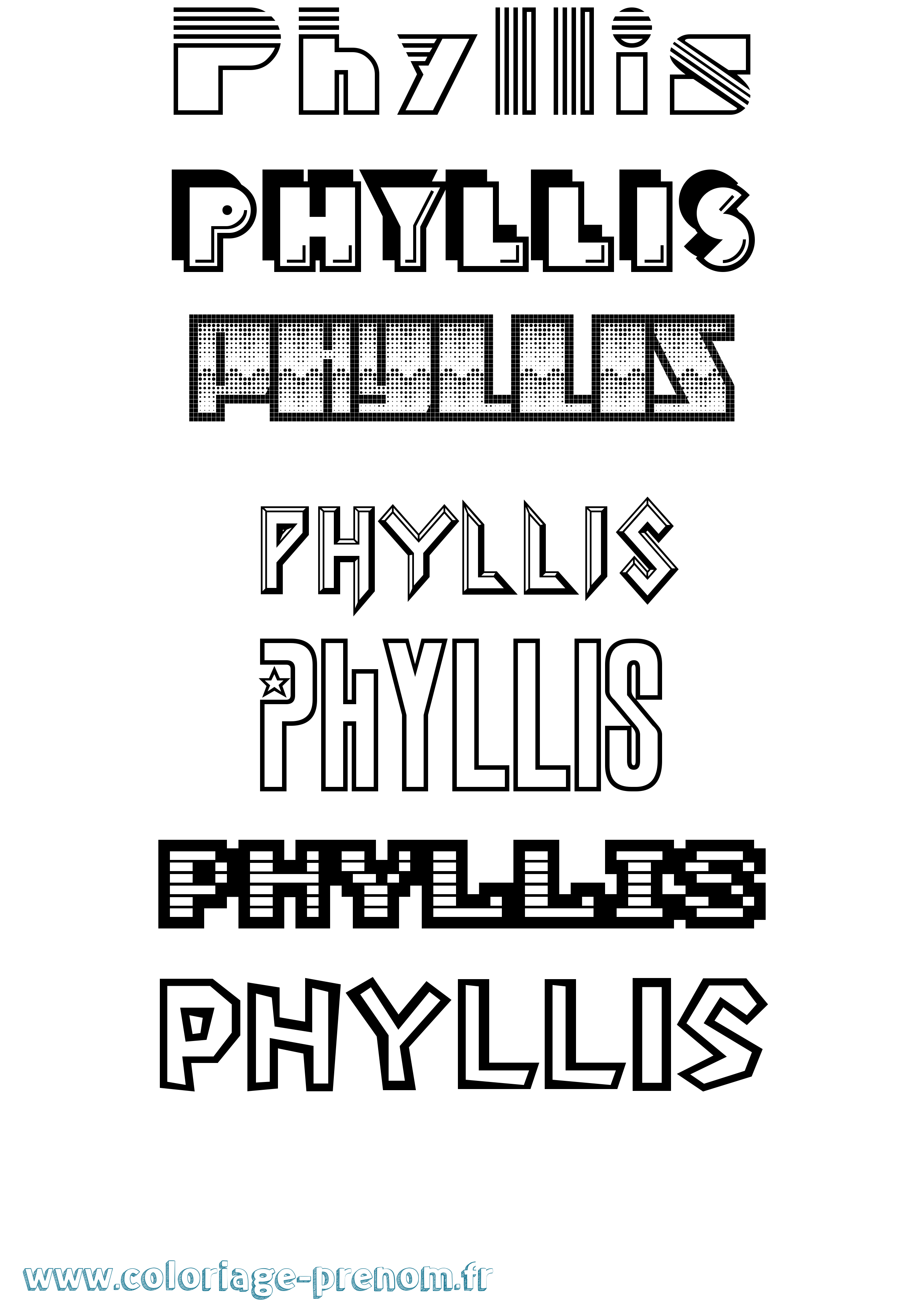 Coloriage prénom Phyllis Jeux Vidéos