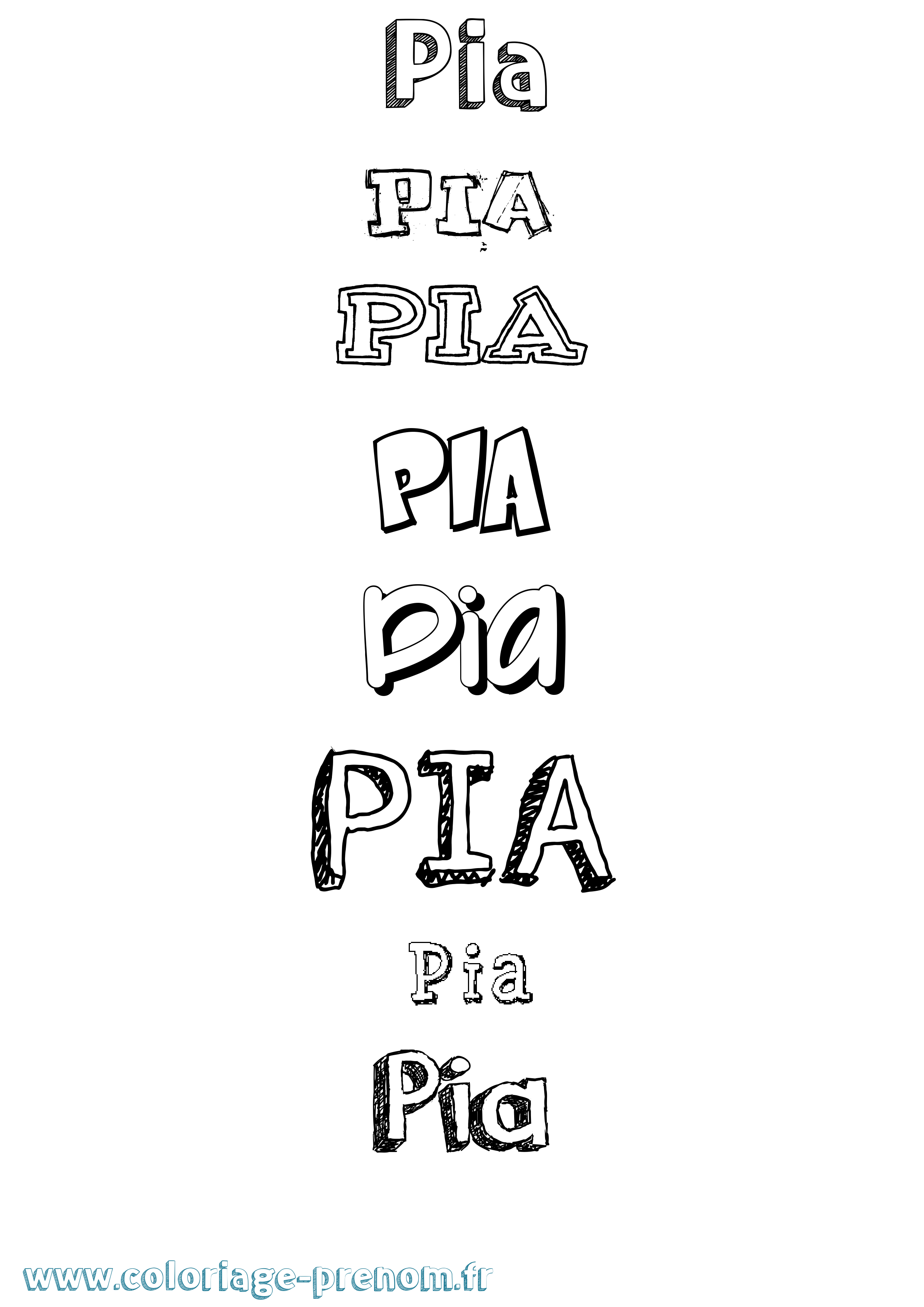 Coloriage prénom Pia