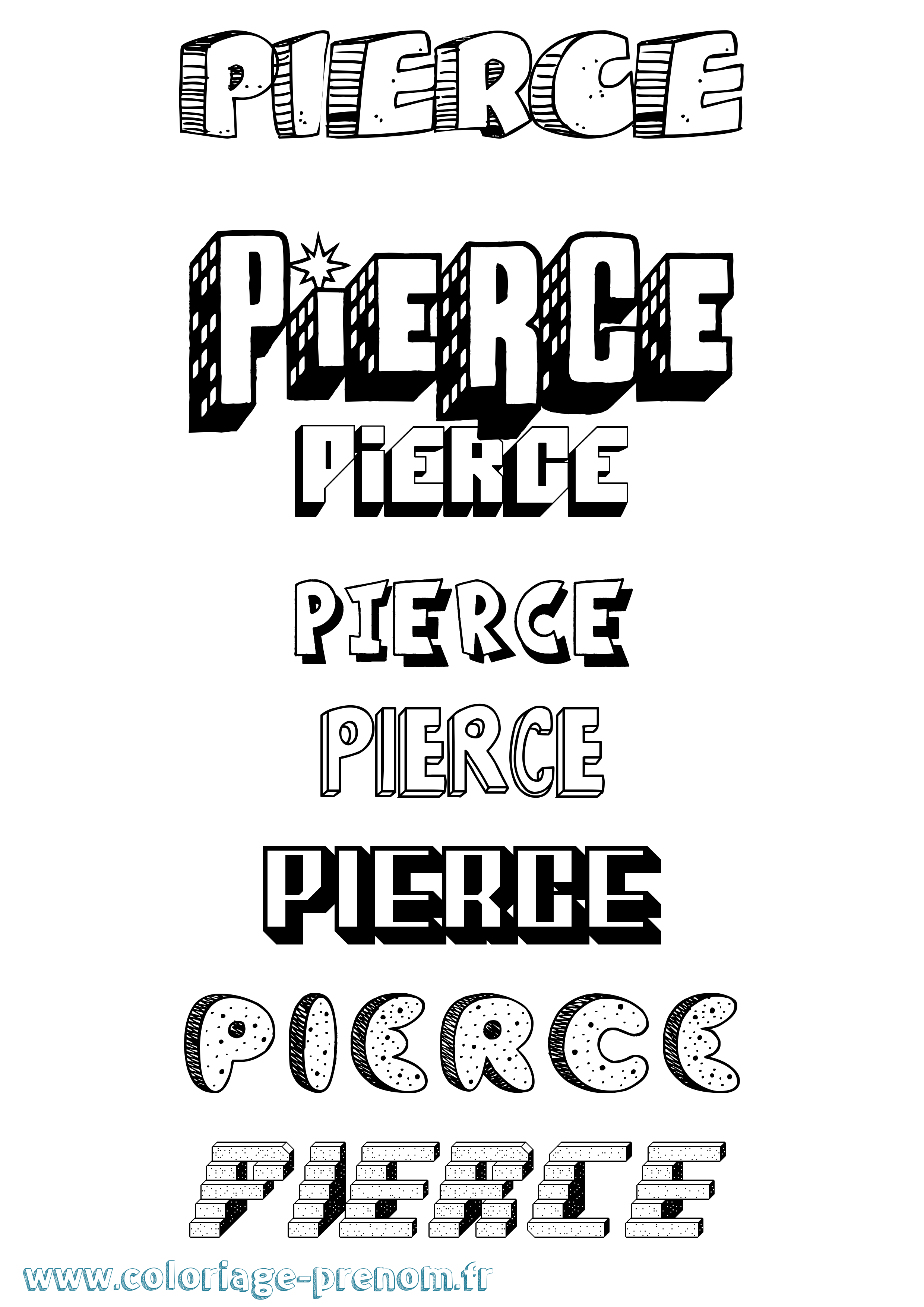 Coloriage prénom Pierce Effet 3D