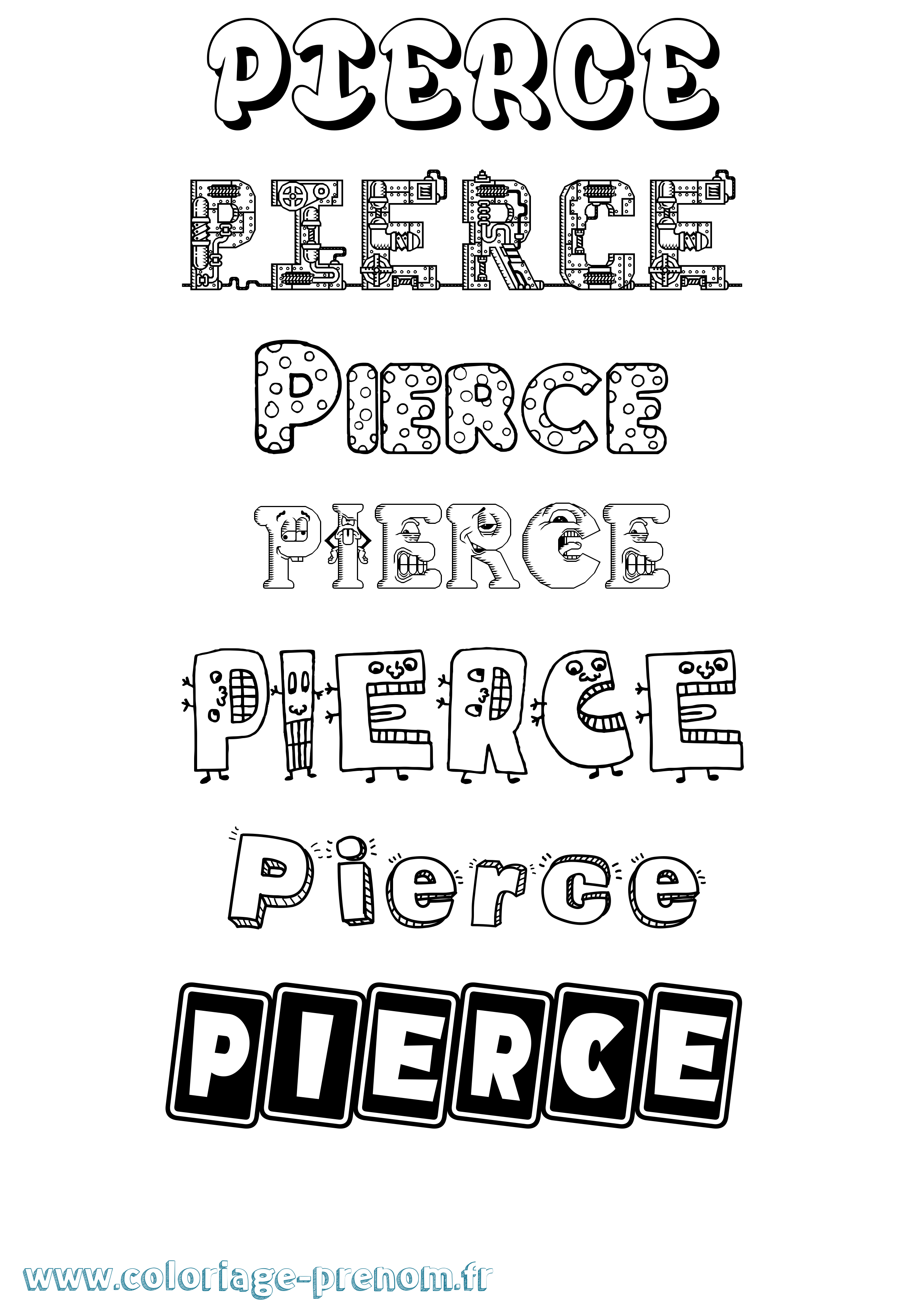 Coloriage prénom Pierce Fun