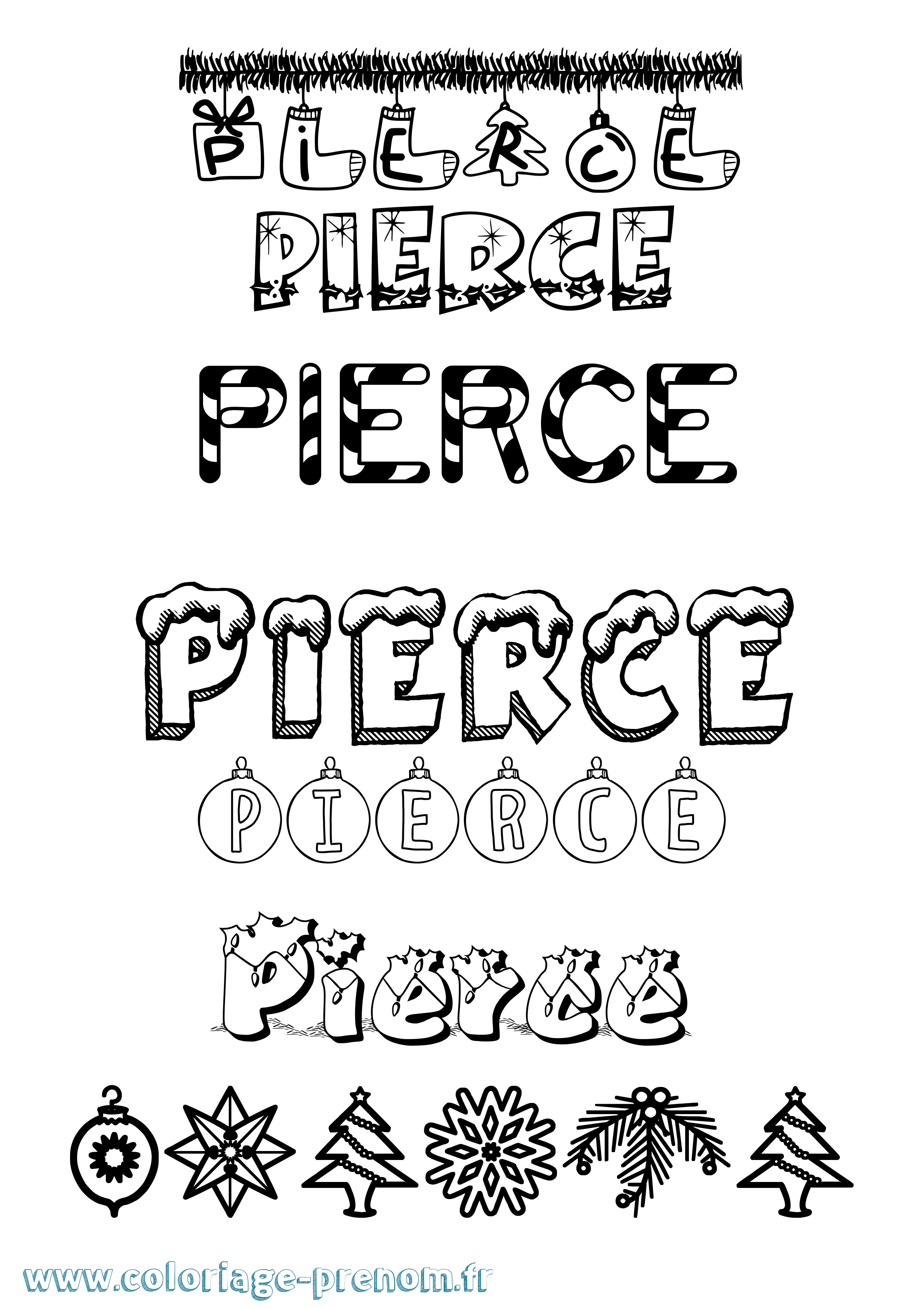 Coloriage Pierce Noël Coloriage prénom Pierce Noël