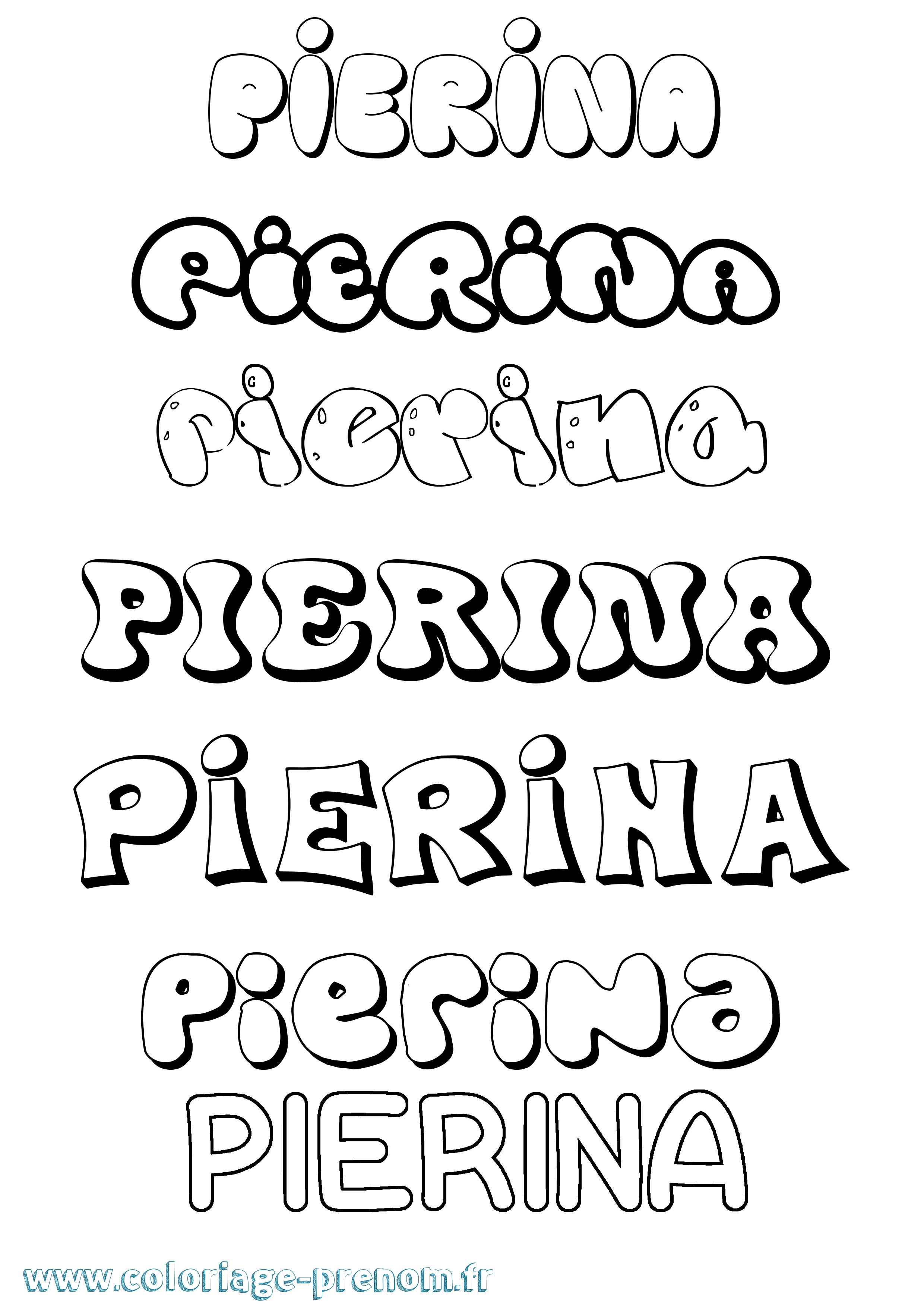 Coloriage Pierina Bubble Coloriage prénom Pierina Bubble