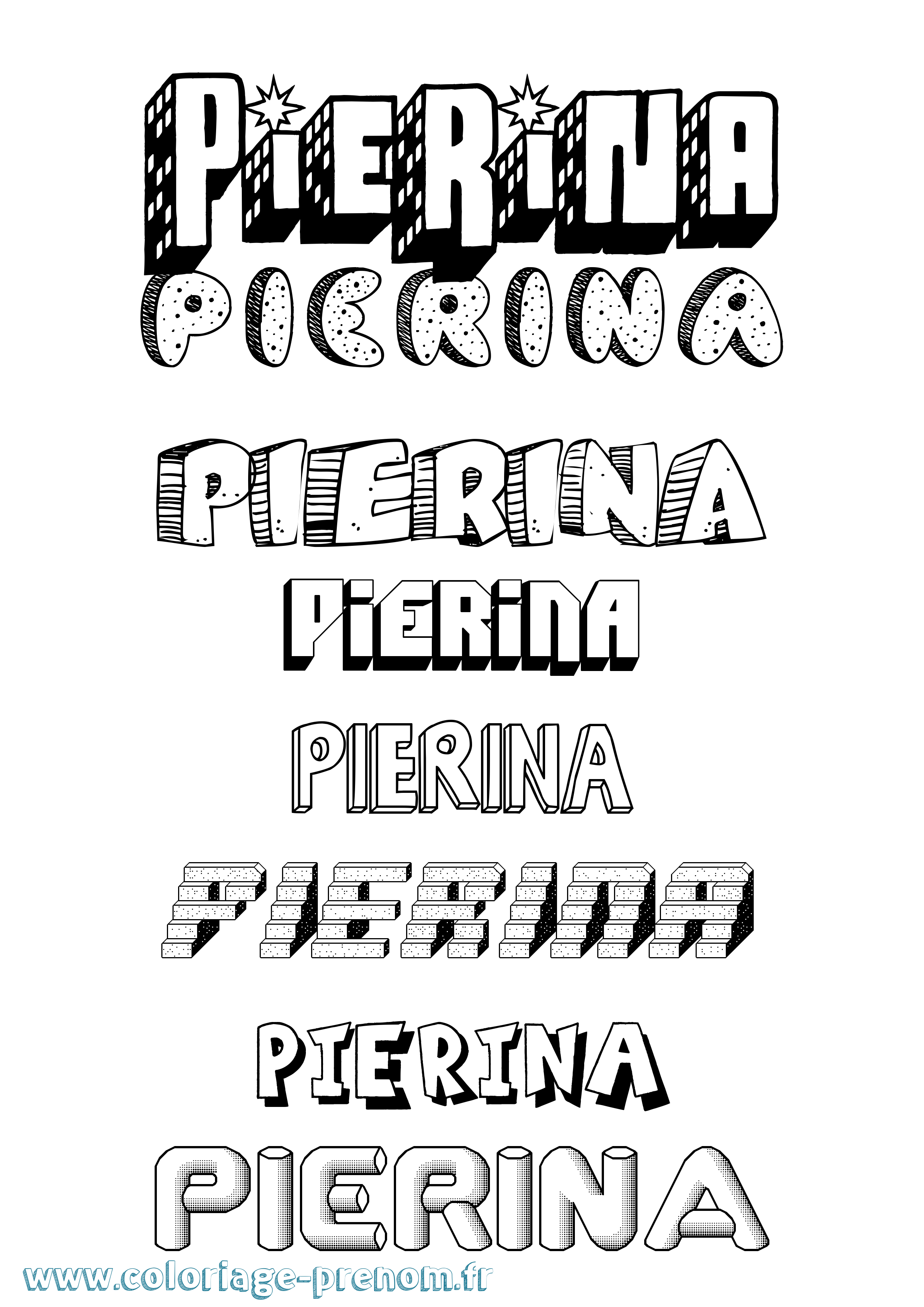 Coloriage Pierina Effet 3D Coloriage prénom Pierina Effet 3D