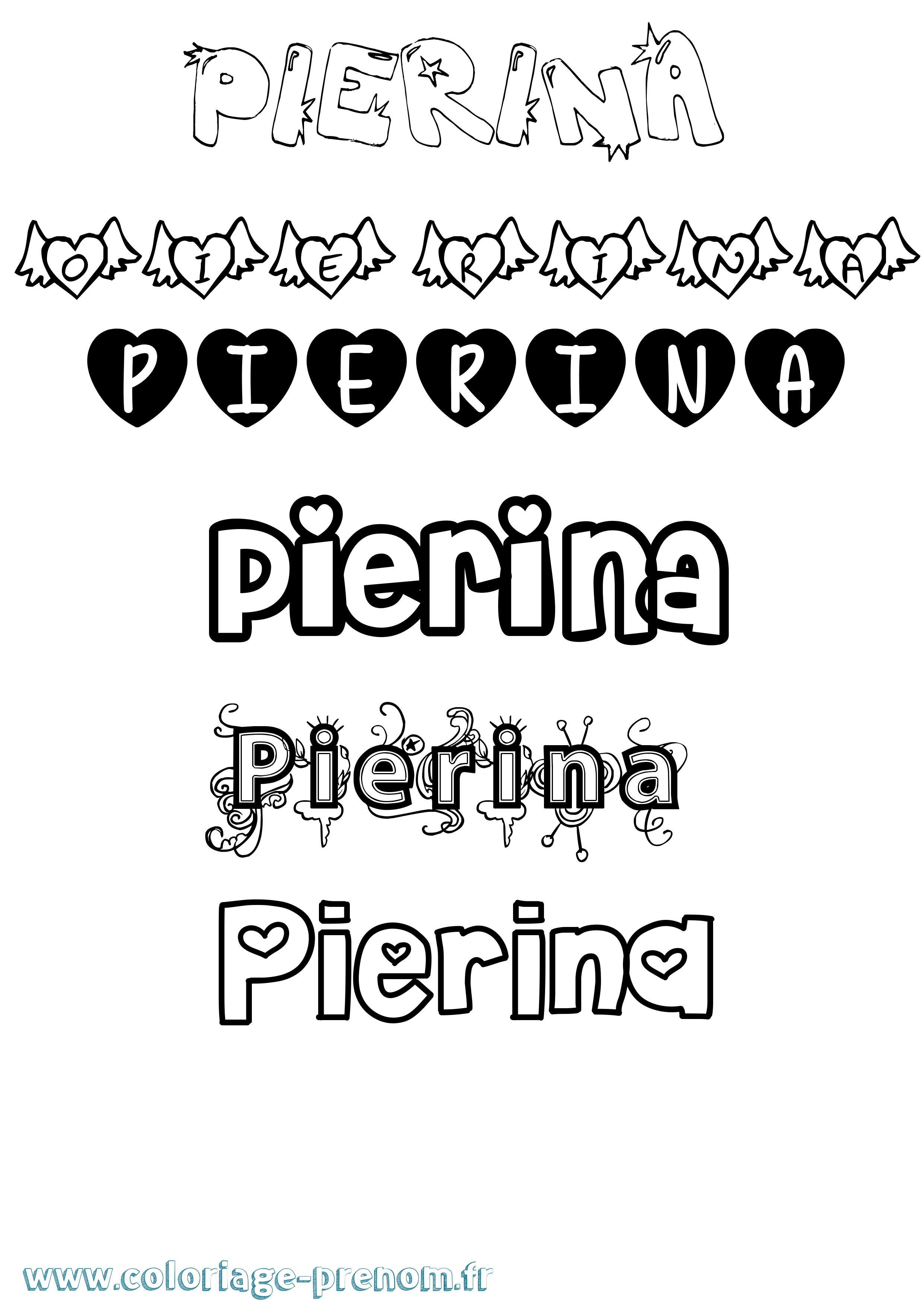 Coloriage prénom Pierina Girly