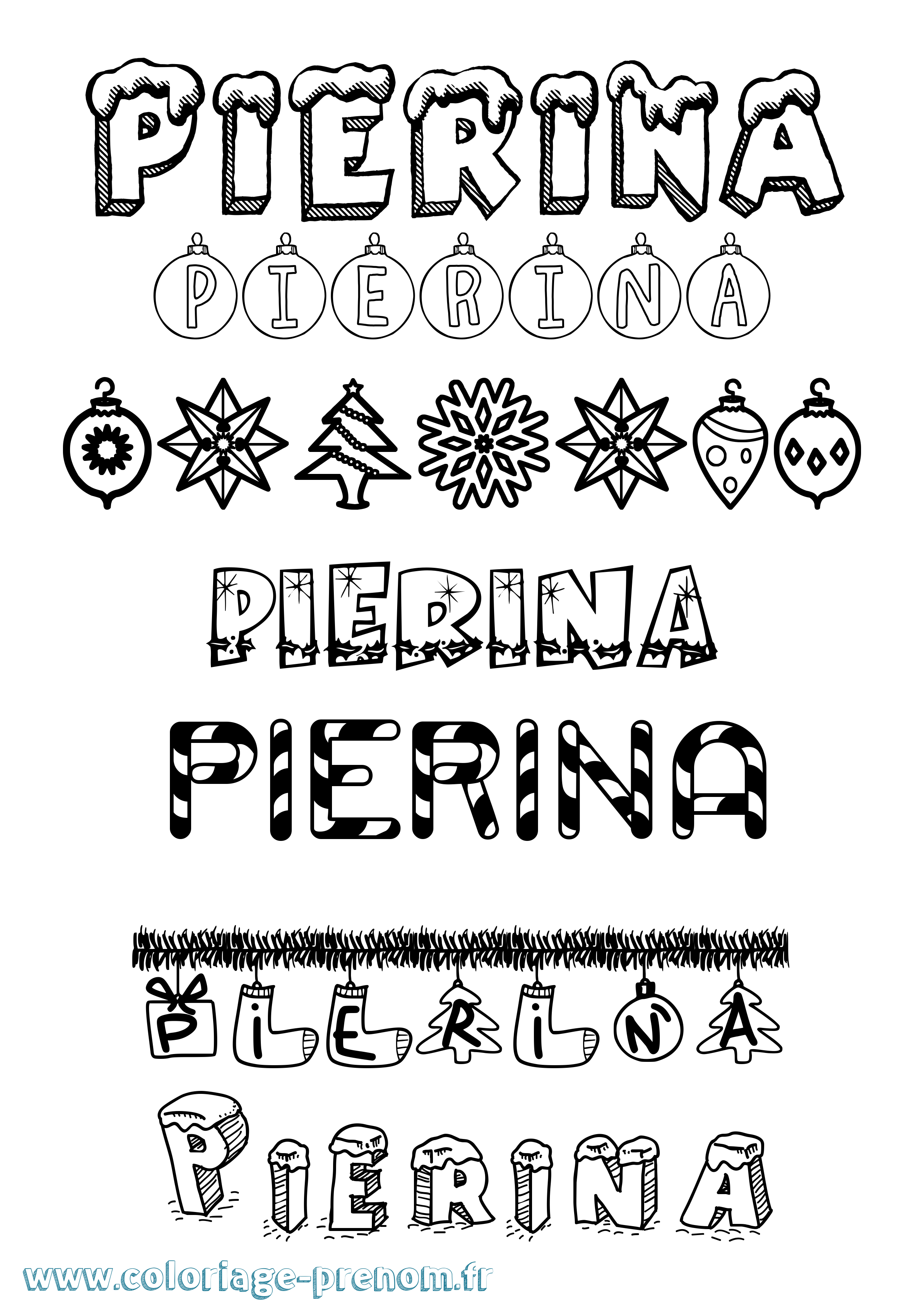 Coloriage prénom Pierina Noël