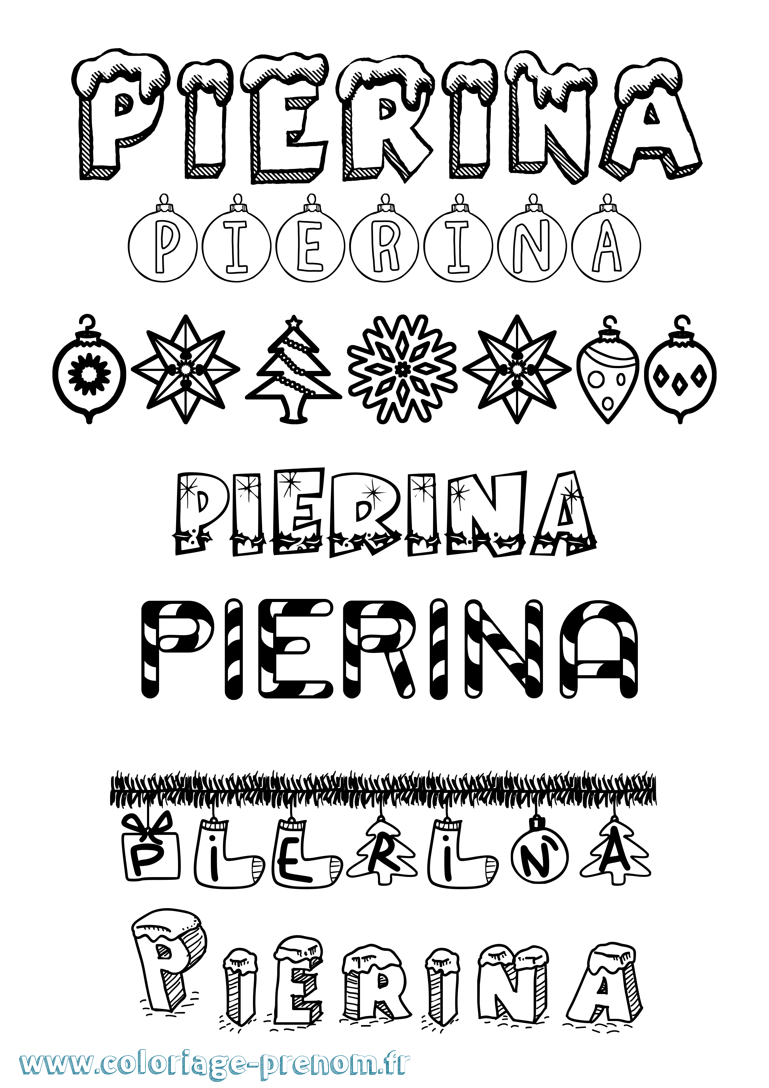 Coloriage Pierina Noël Coloriage prénom Pierina Noël