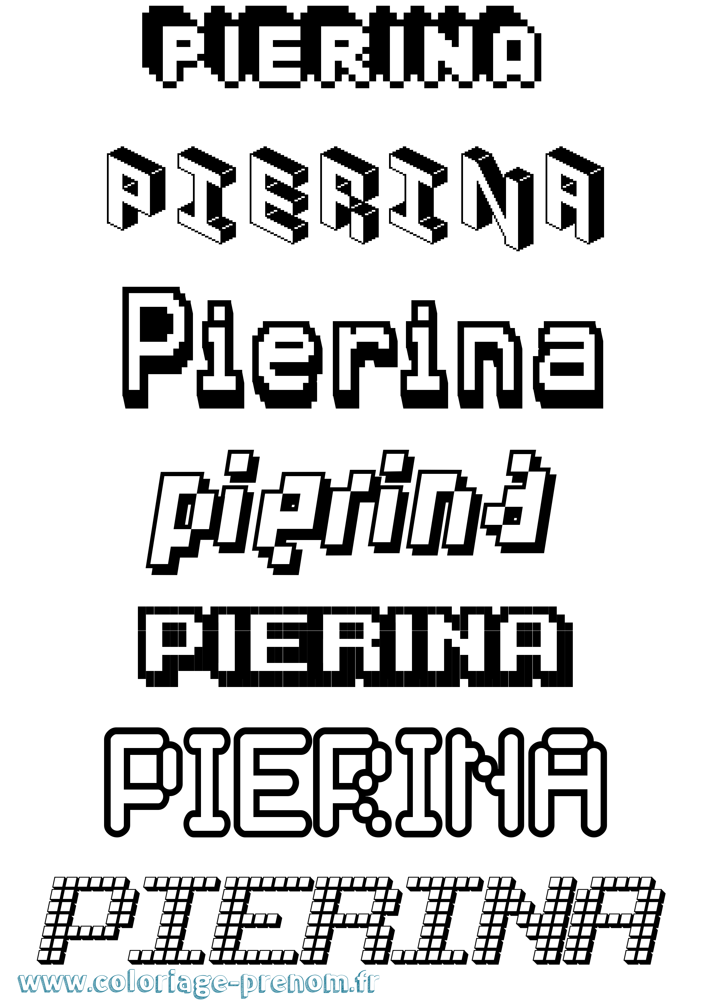 Coloriage prénom Pierina Pixel