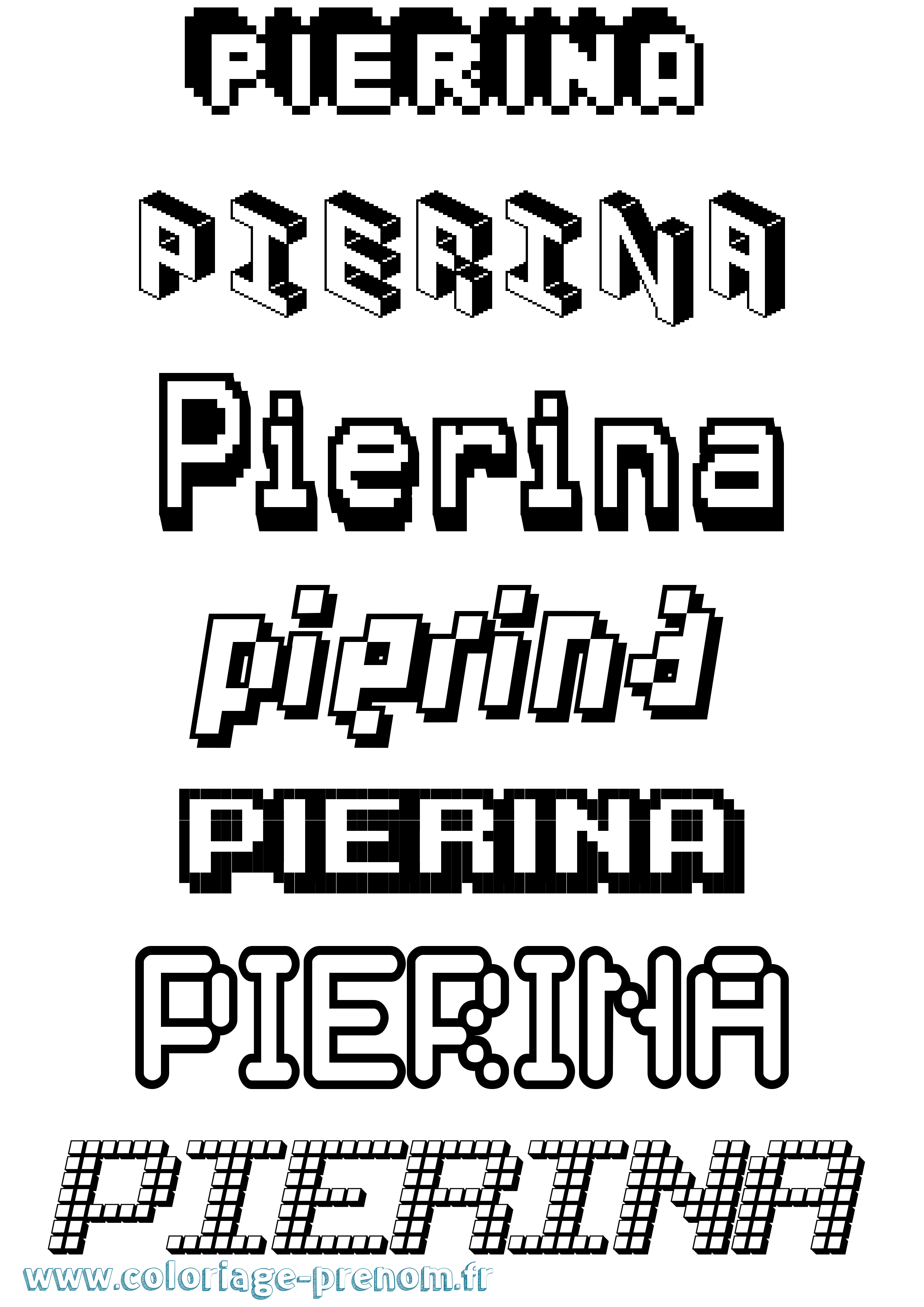 Coloriage Pierina Pixel Coloriage prénom Pierina Pixel