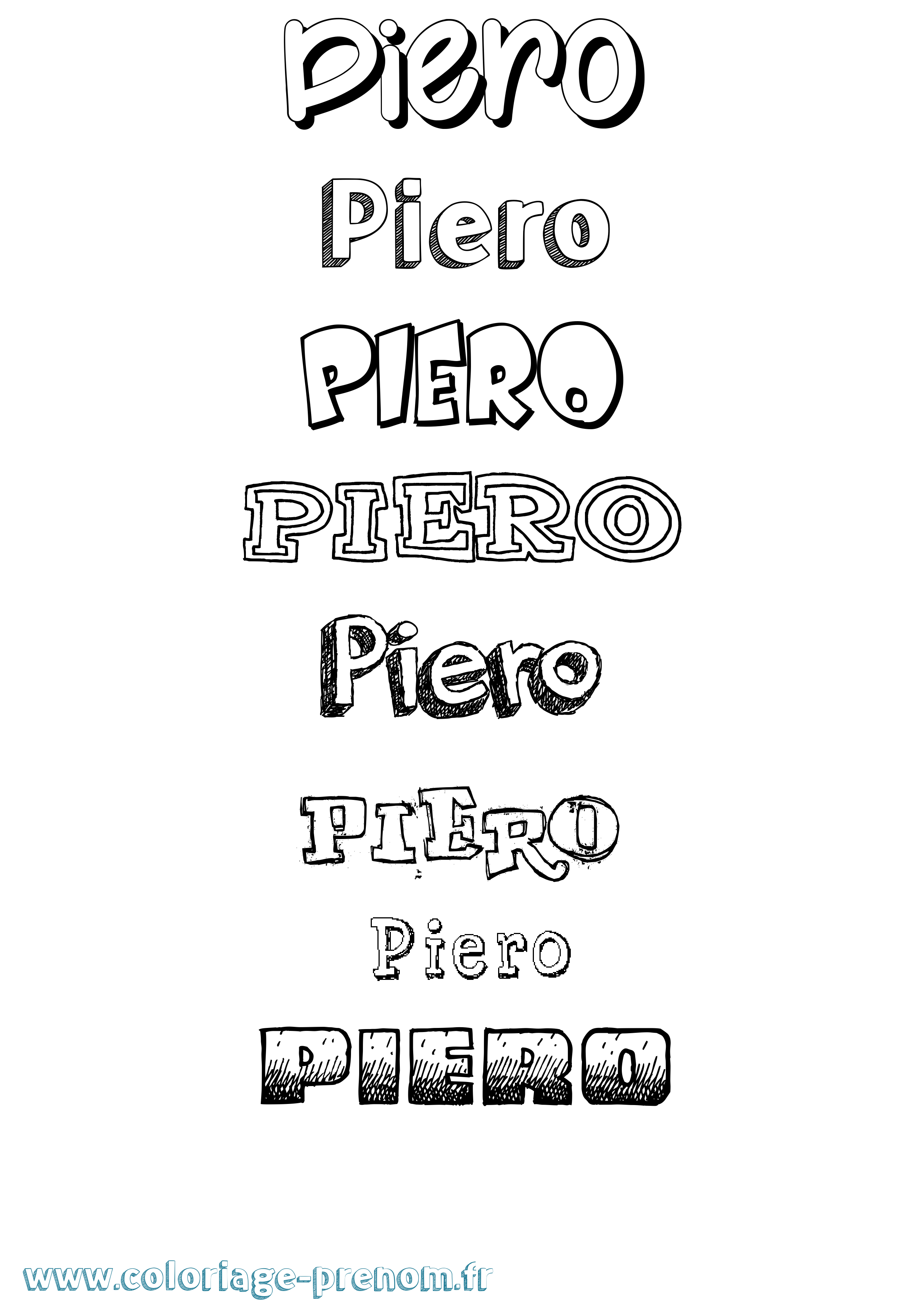 Coloriage Piero Dessiné Coloriage prénom Piero Dessiné