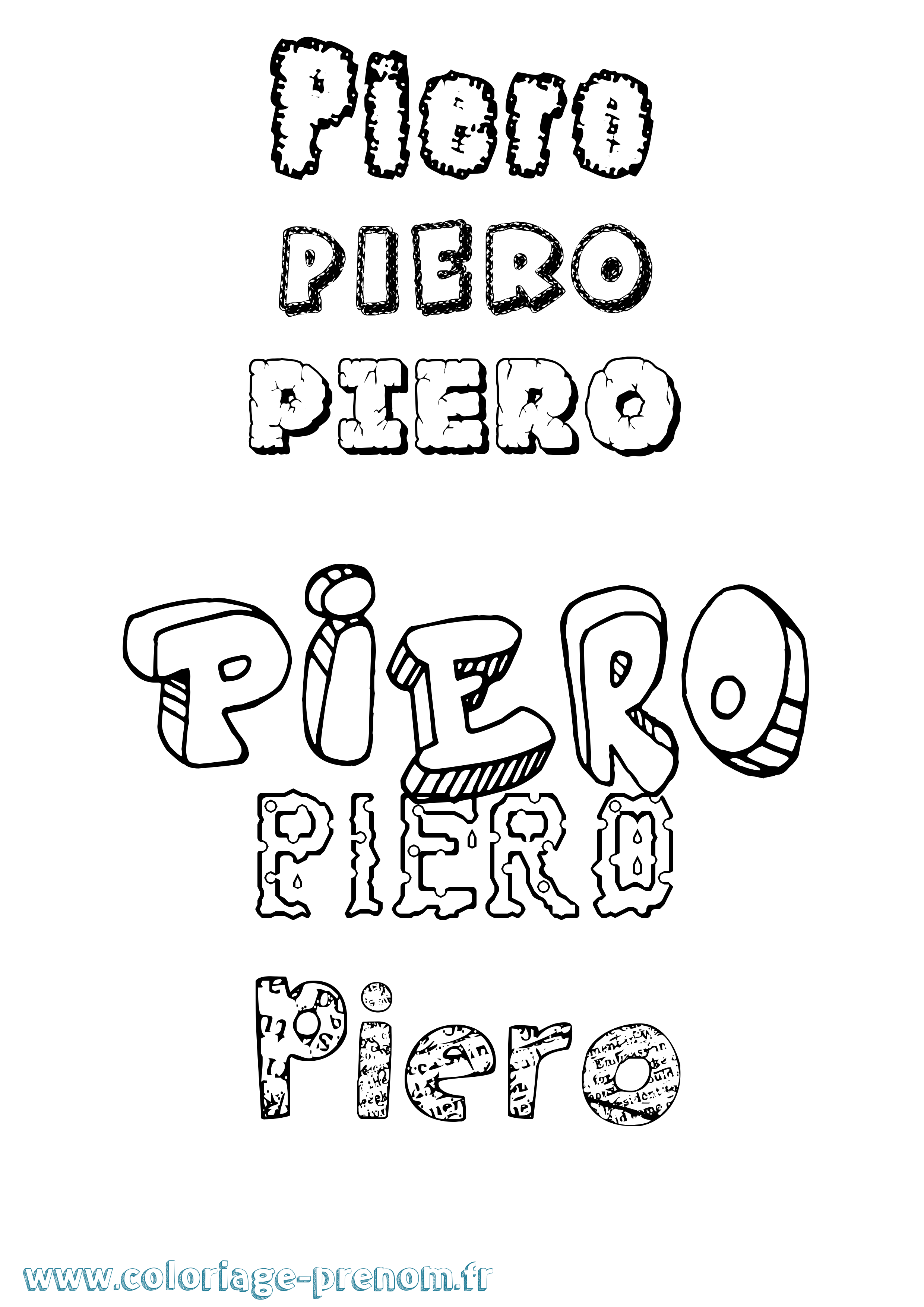 Coloriage prénom Piero Destructuré