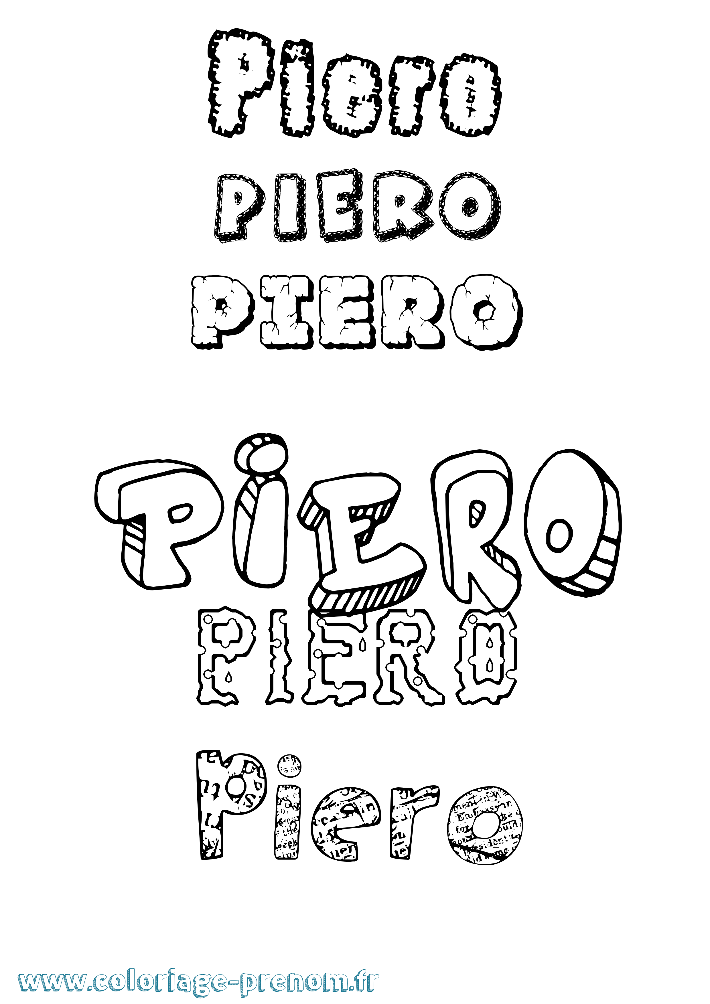 Coloriage Piero Destructuré Coloriage prénom Piero Destructuré
