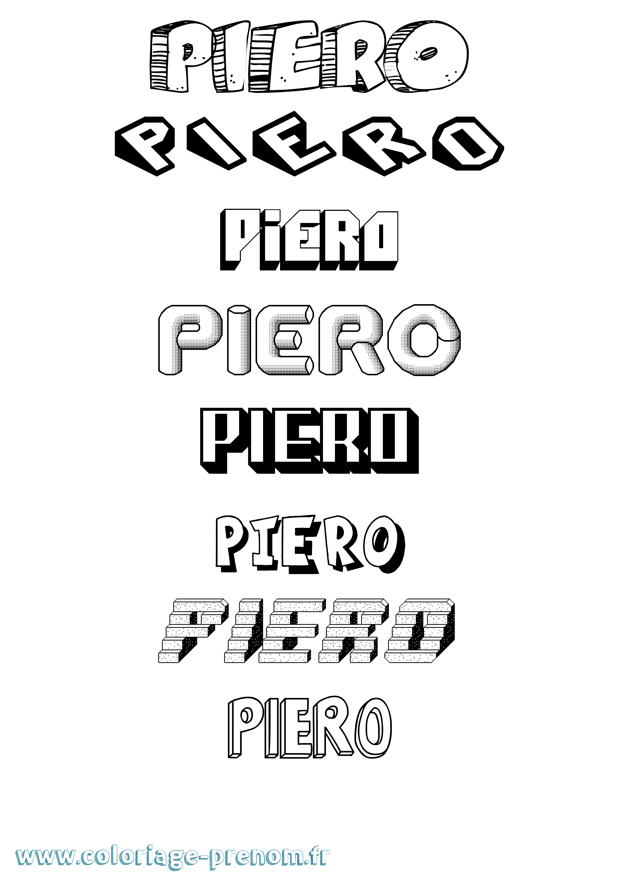 Coloriage Piero Effet 3D Coloriage prénom Piero Effet 3D