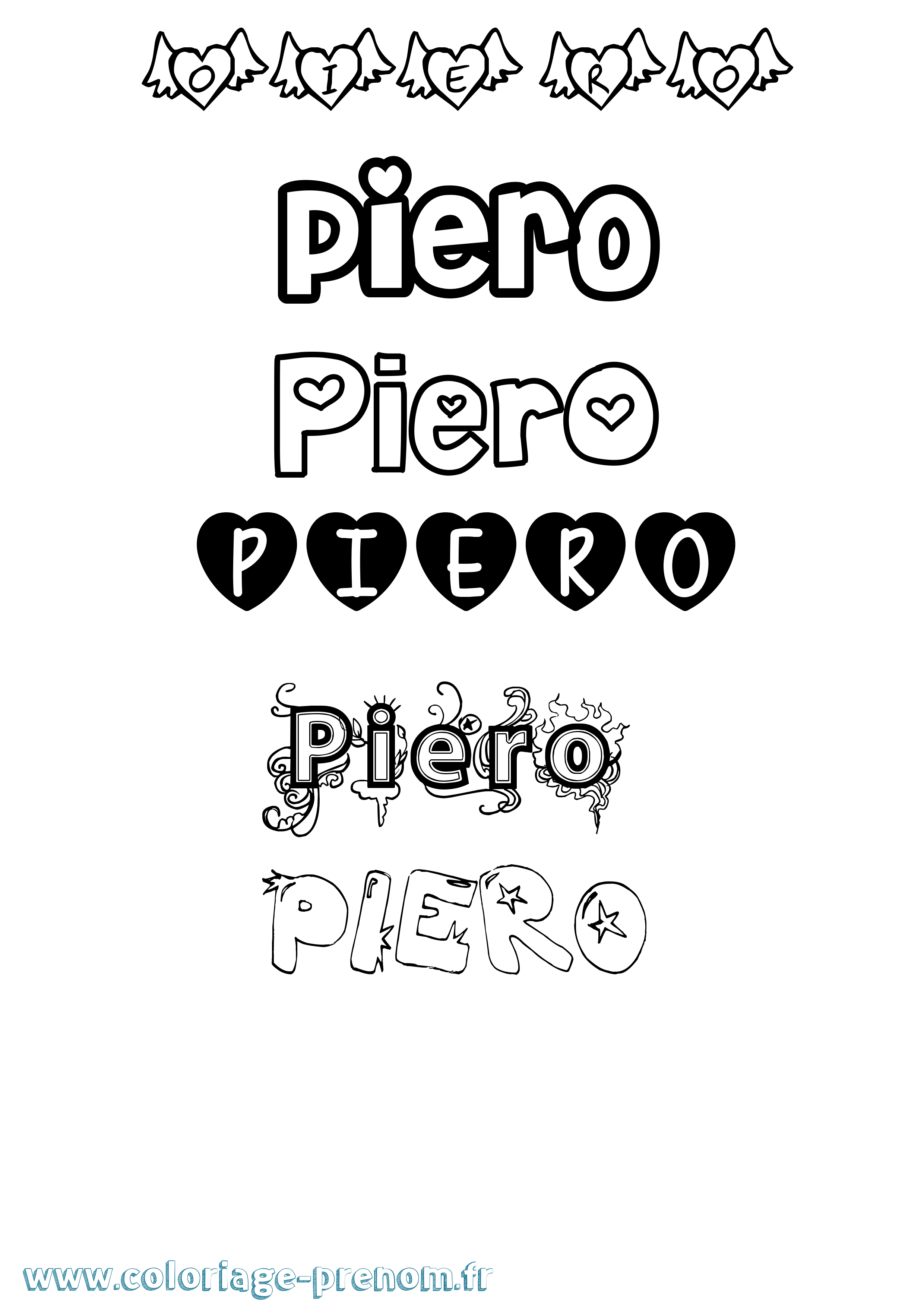 Coloriage Piero Girly Coloriage prénom Piero Girly