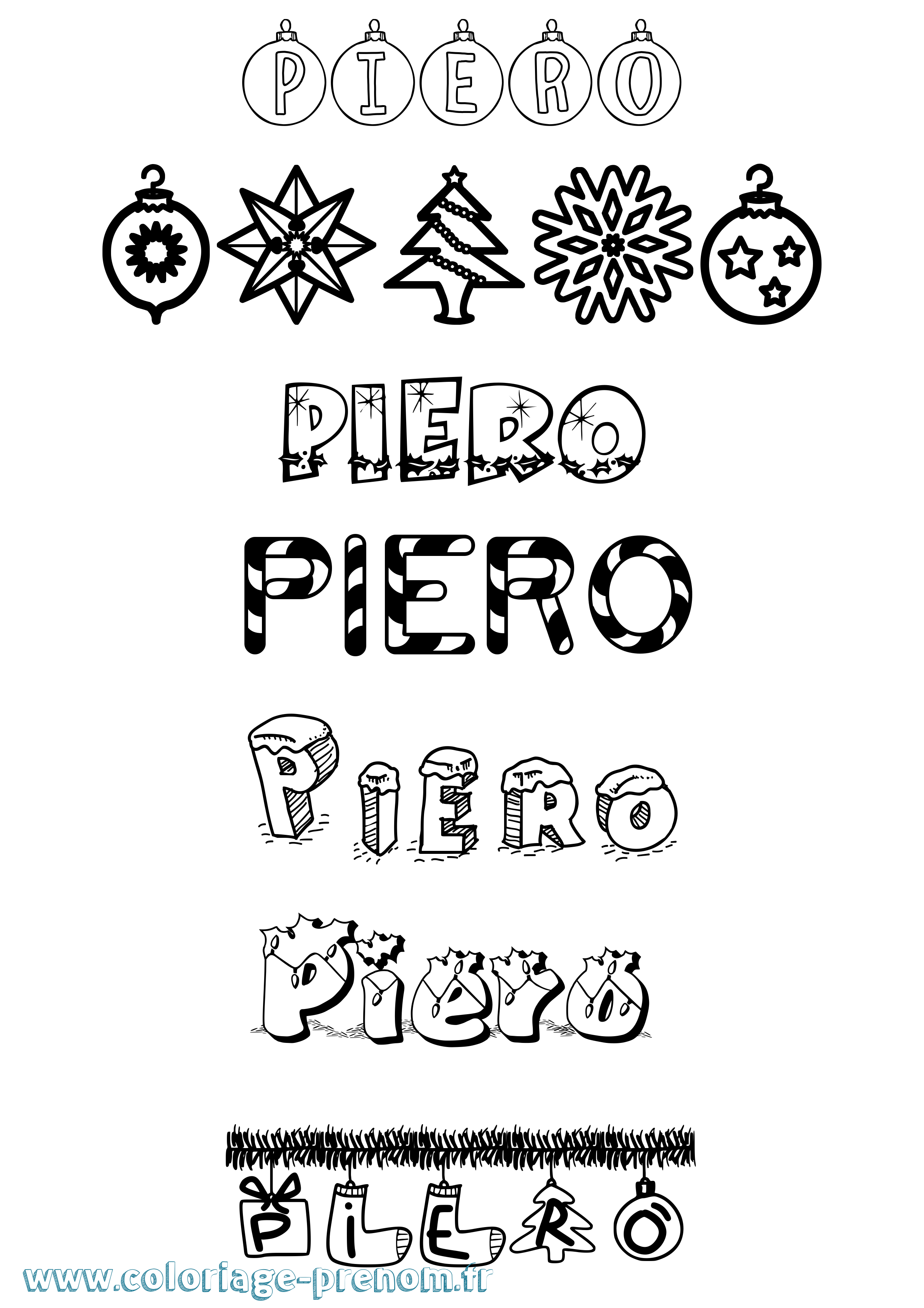 Coloriage Piero Noël Coloriage prénom Piero Noël