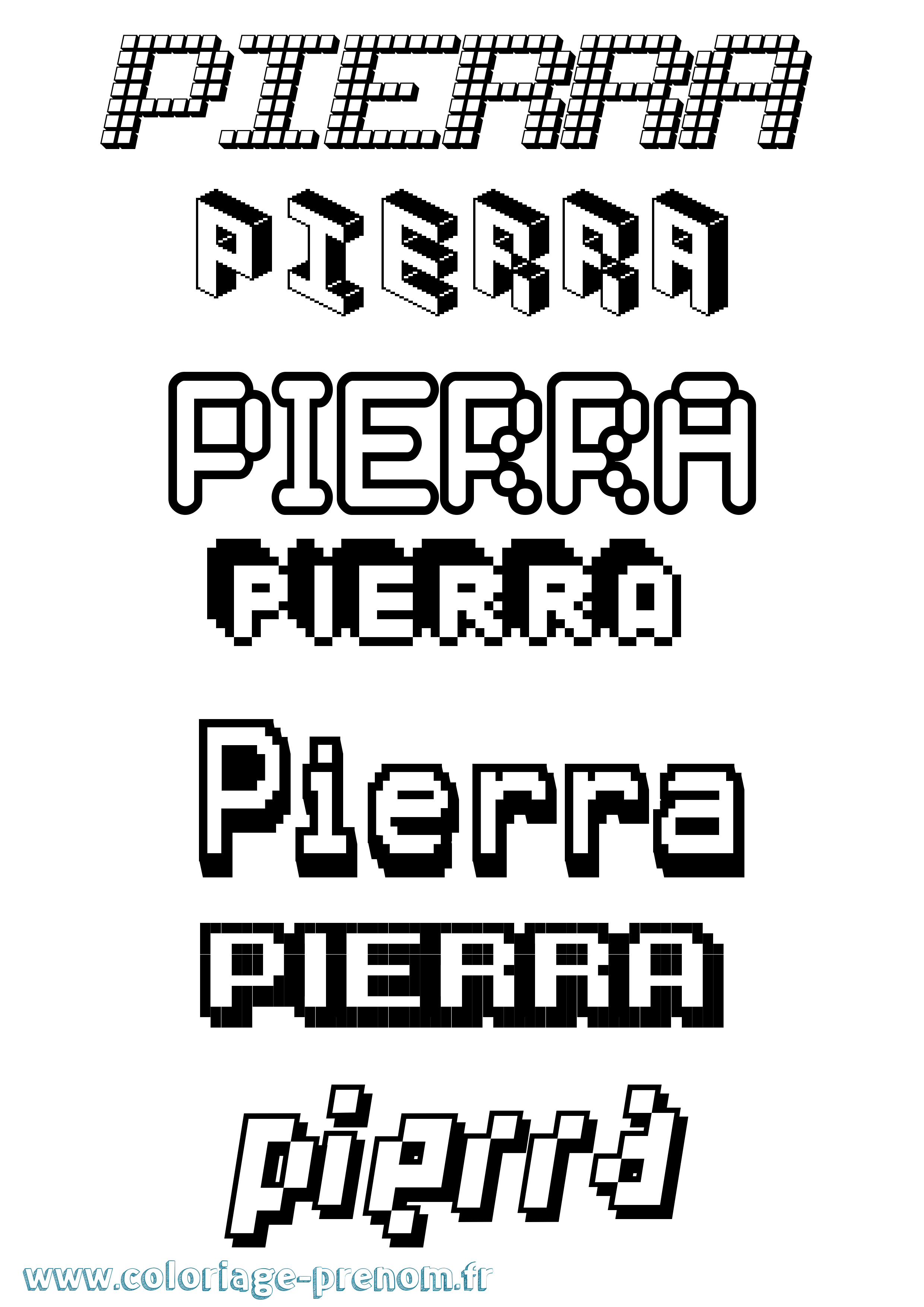 Coloriage prénom Pierra Pixel