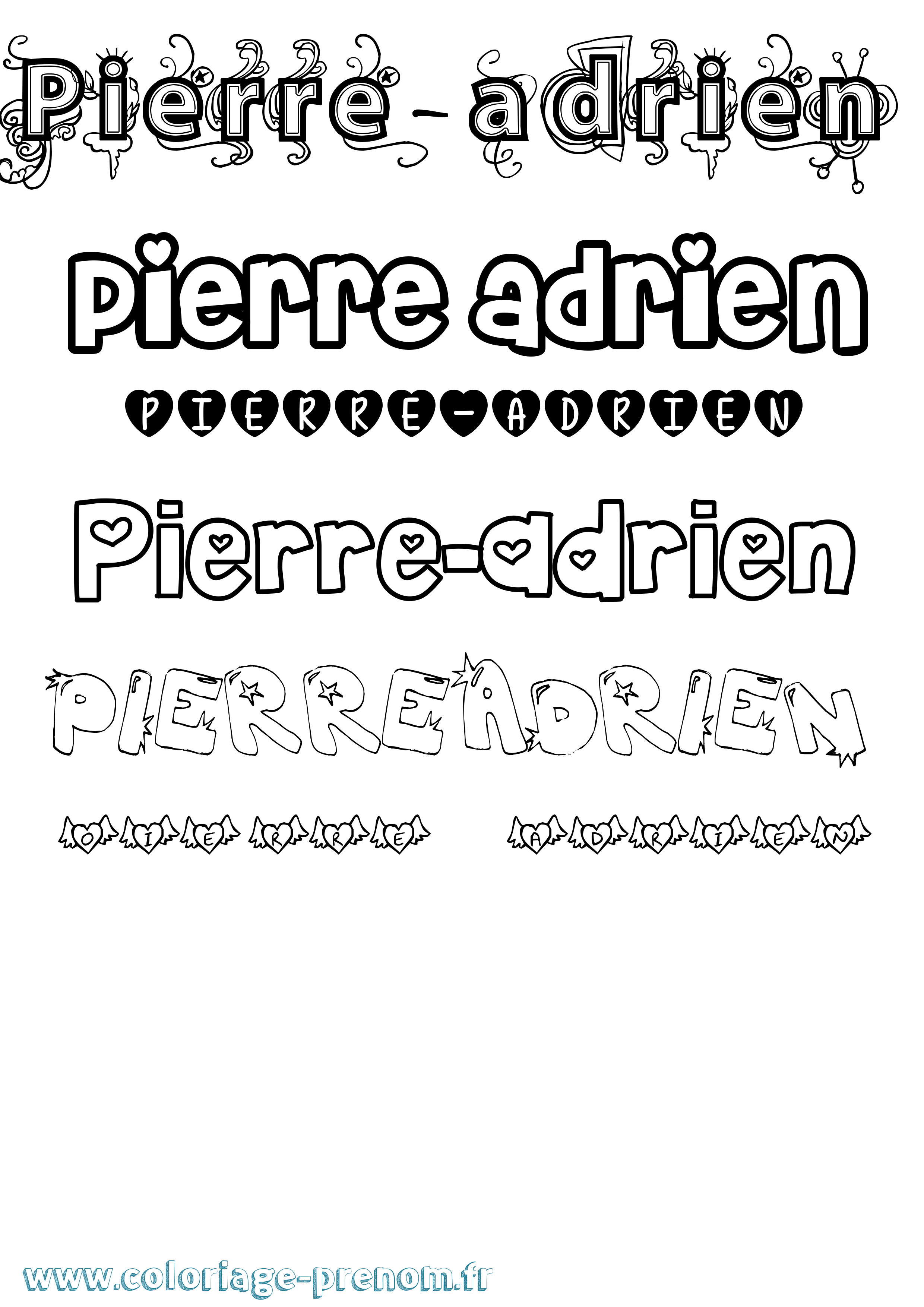 Coloriage prénom Pierre-Adrien Girly