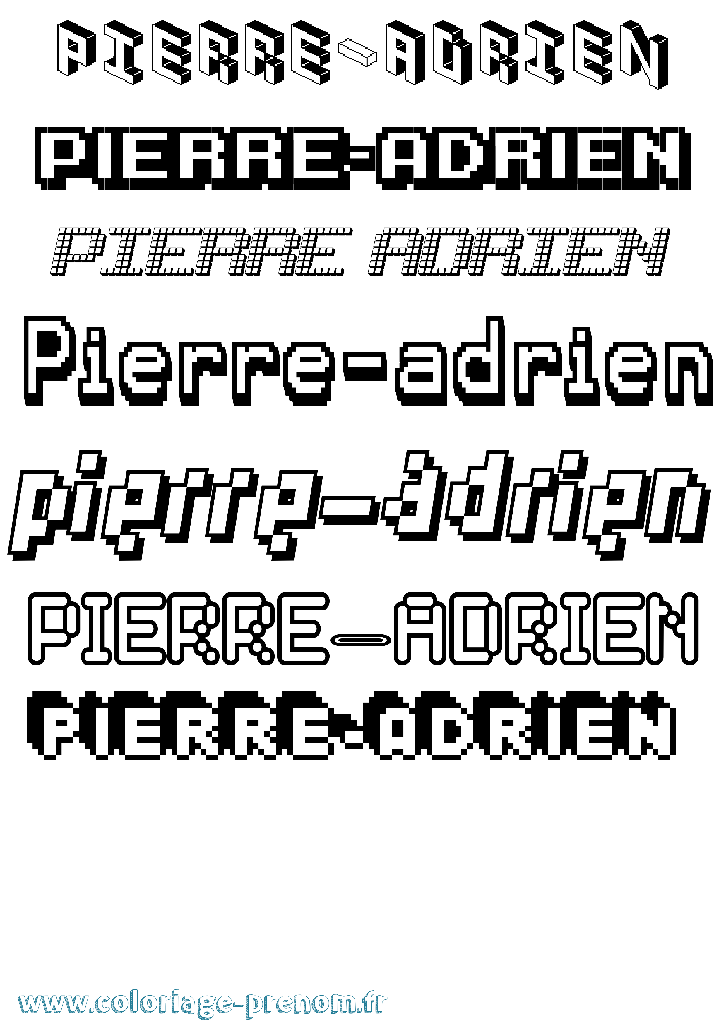 Coloriage prénom Pierre-Adrien Pixel