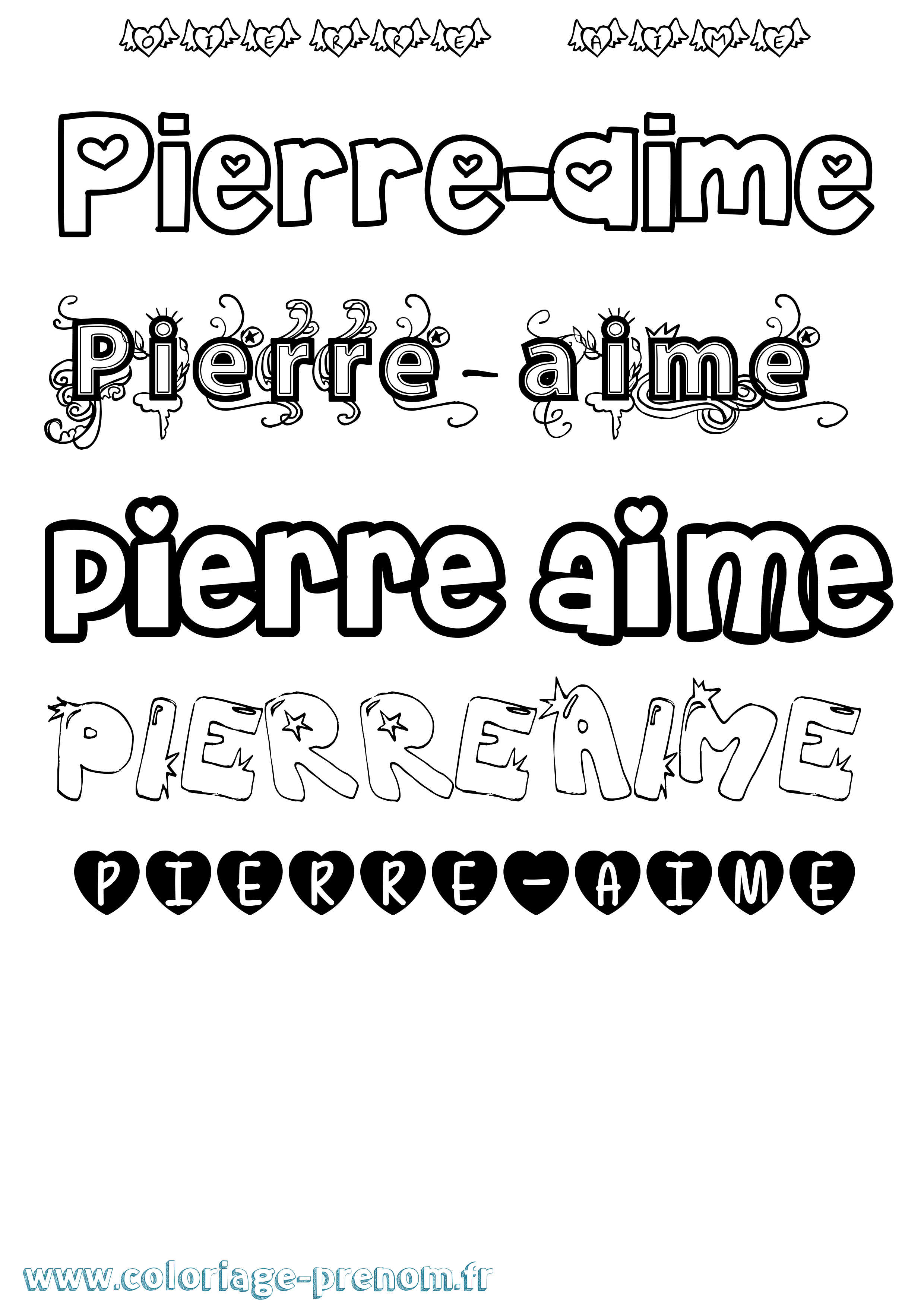 Coloriage prénom Pierre-Aime Girly