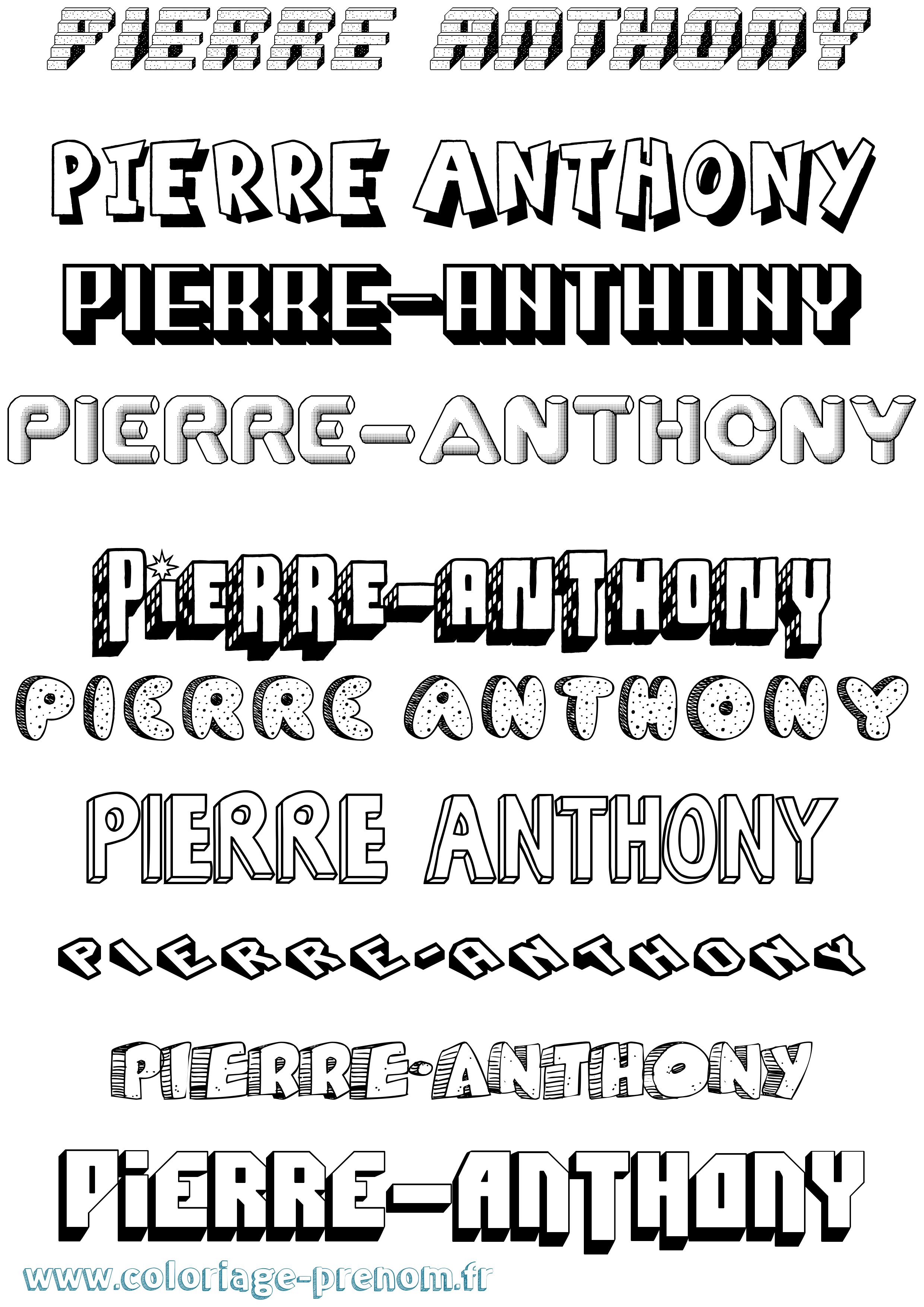 Coloriage Pierre-Anthony Effet 3D Coloriage prénom Pierre-Anthony Effet 3D