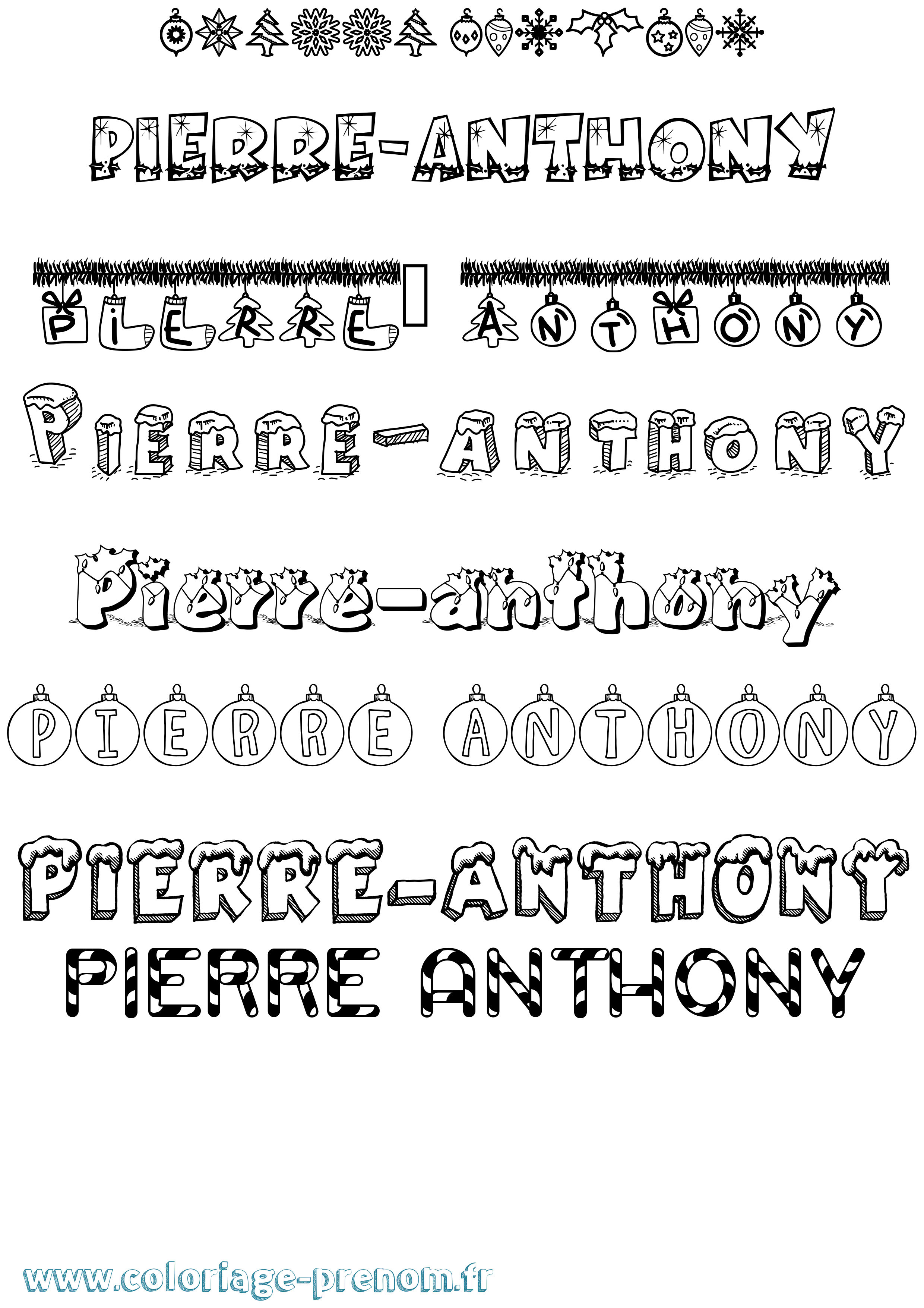 Coloriage Pierre-Anthony Noël Coloriage prénom Pierre-Anthony Noël
