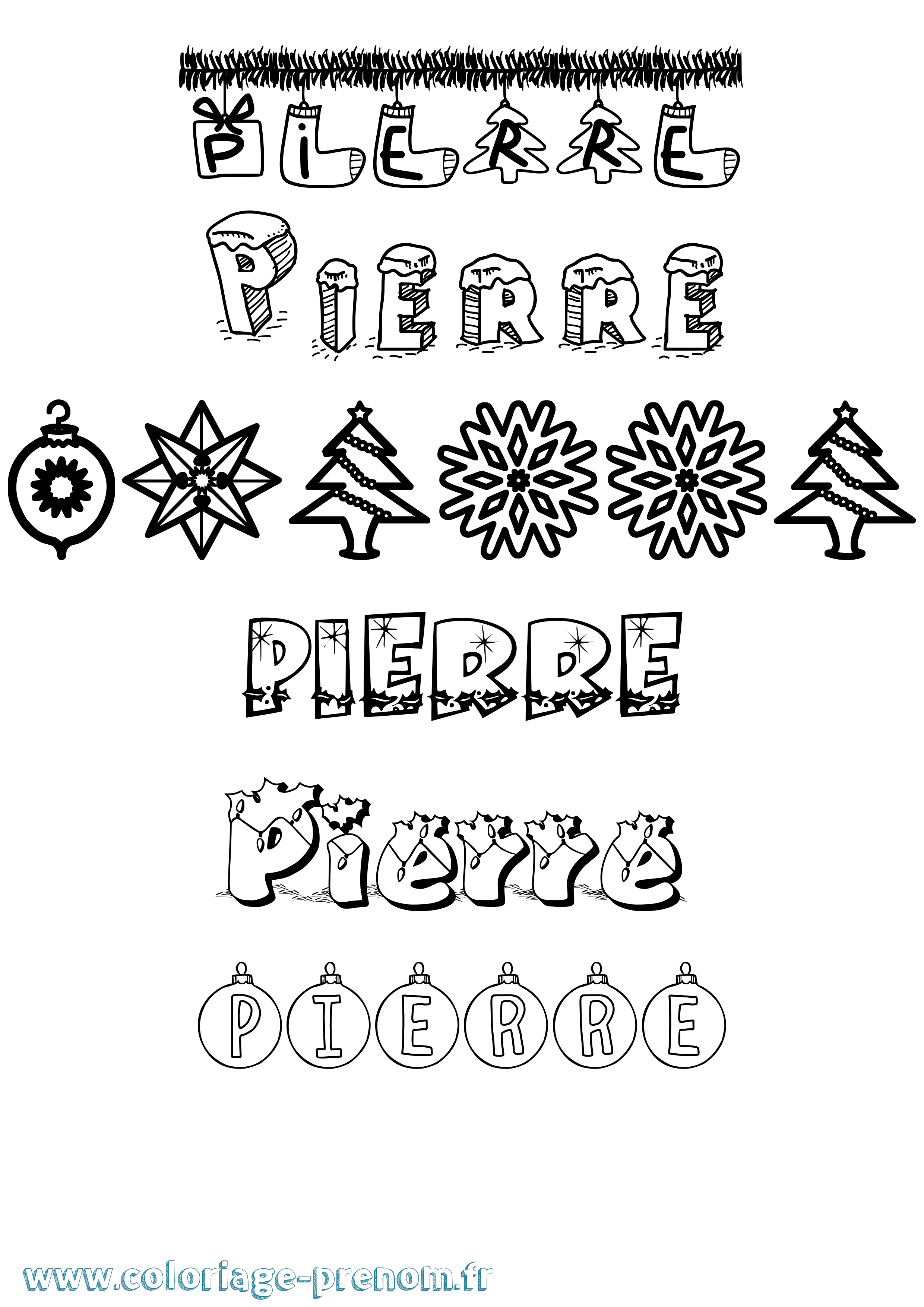 Coloriage prénom Pierre Noël