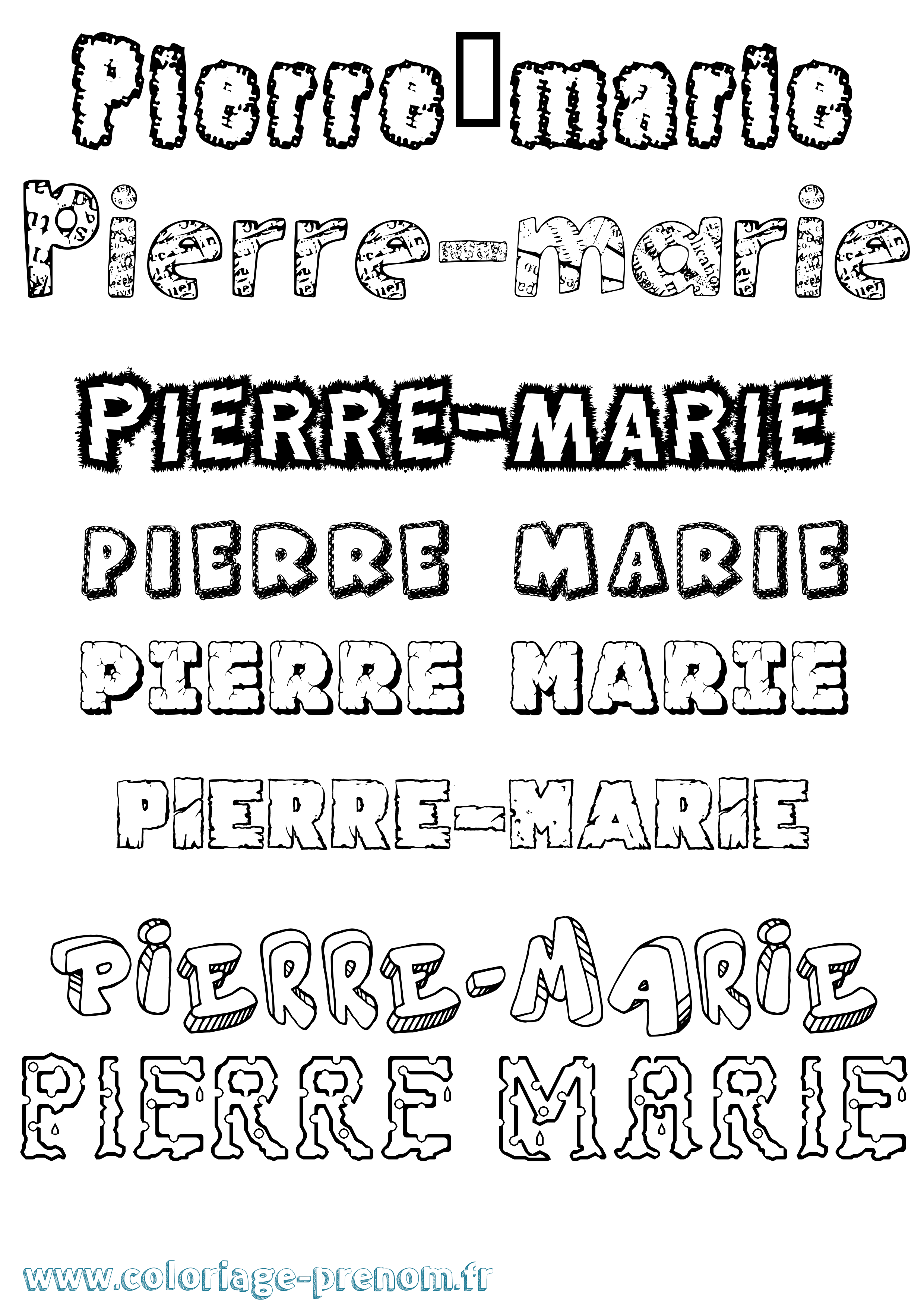 Coloriage prénom Pierre-Marie Destructuré