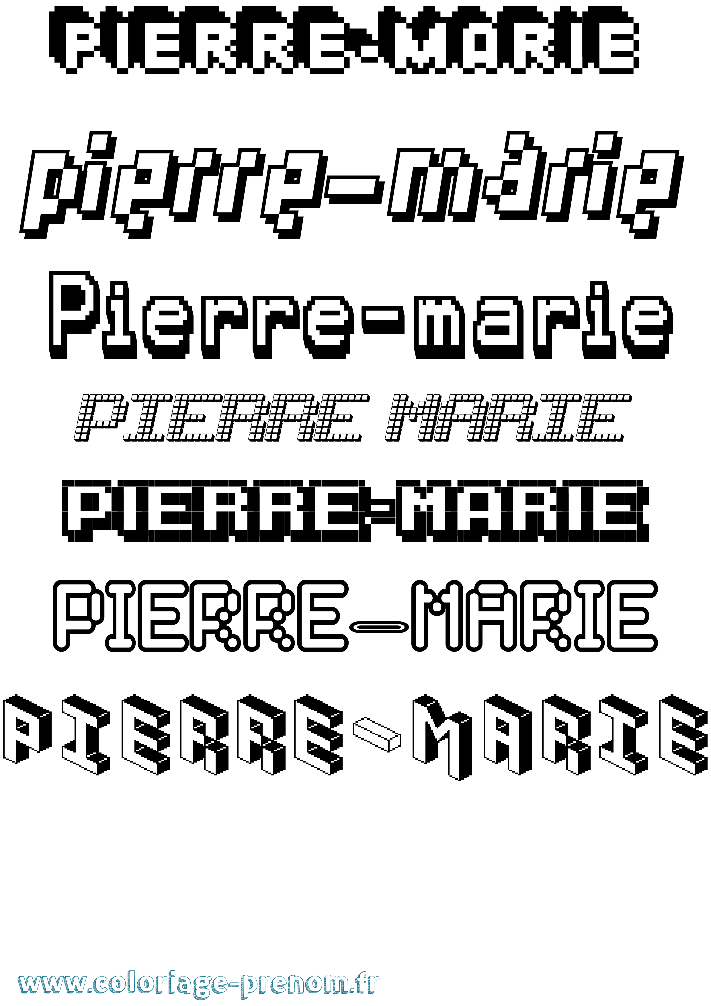 Coloriage prénom Pierre-Marie Pixel