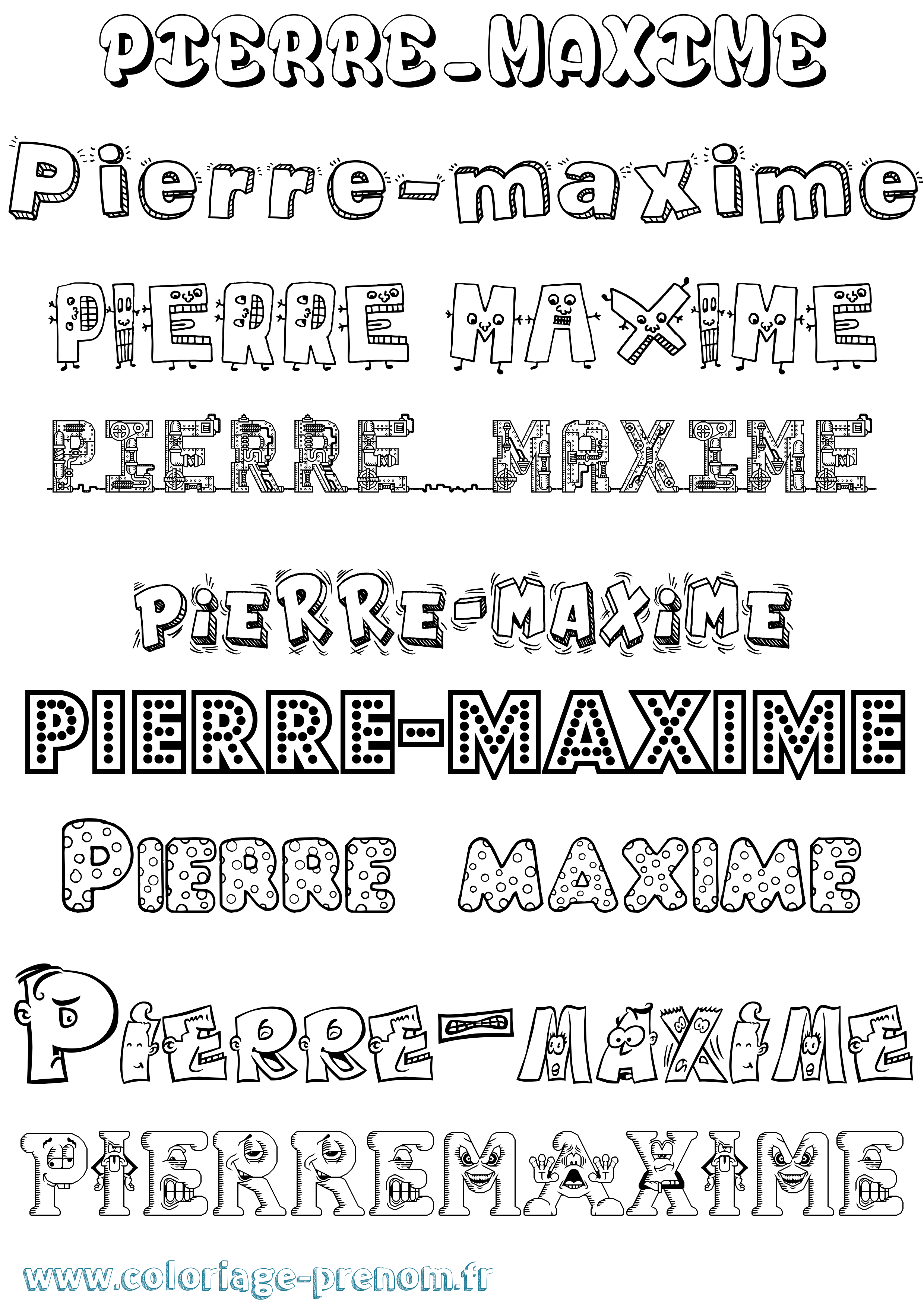 Coloriage prénom Pierre-Maxime Fun