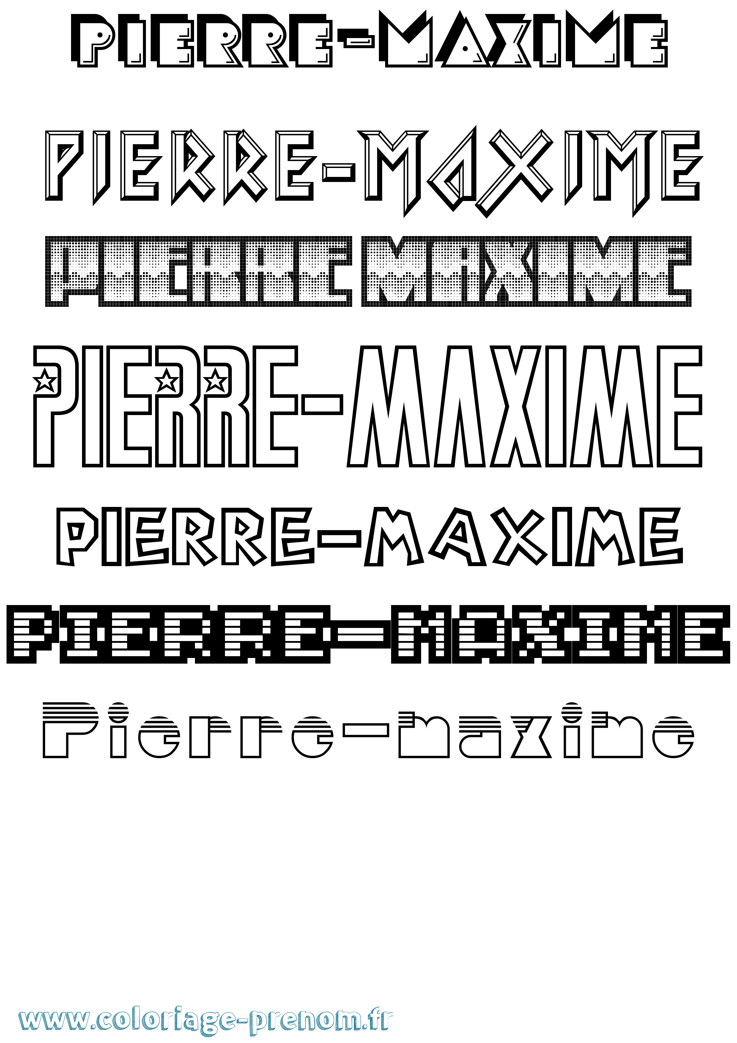 Coloriage prénom Pierre-Maxime Jeux Vidéos