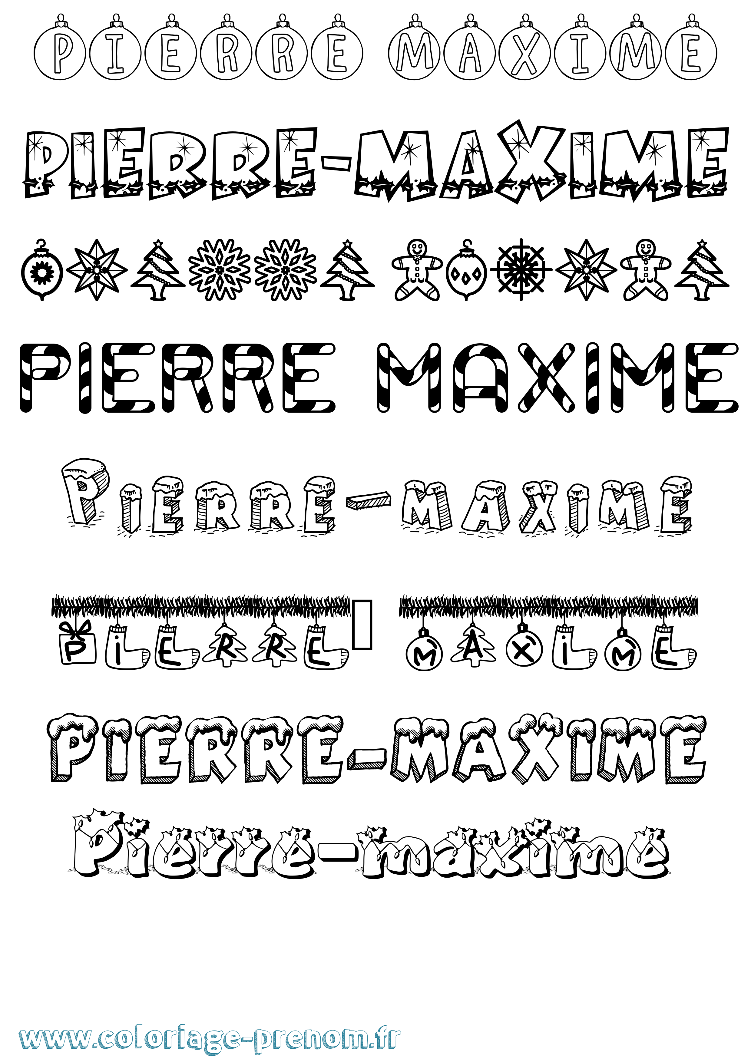 Coloriage prénom Pierre-Maxime Noël