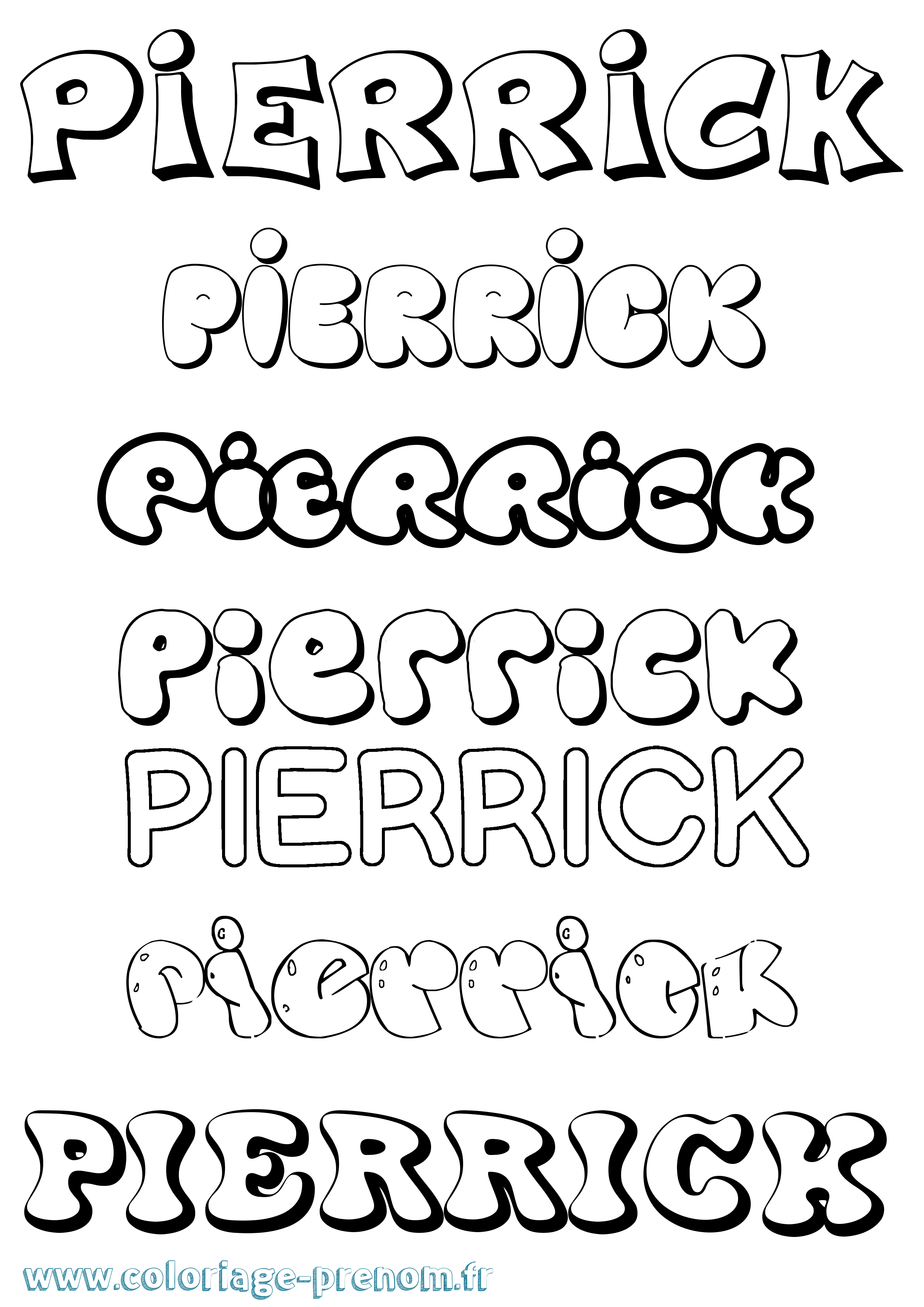 Coloriage prénom Pierrick Bubble