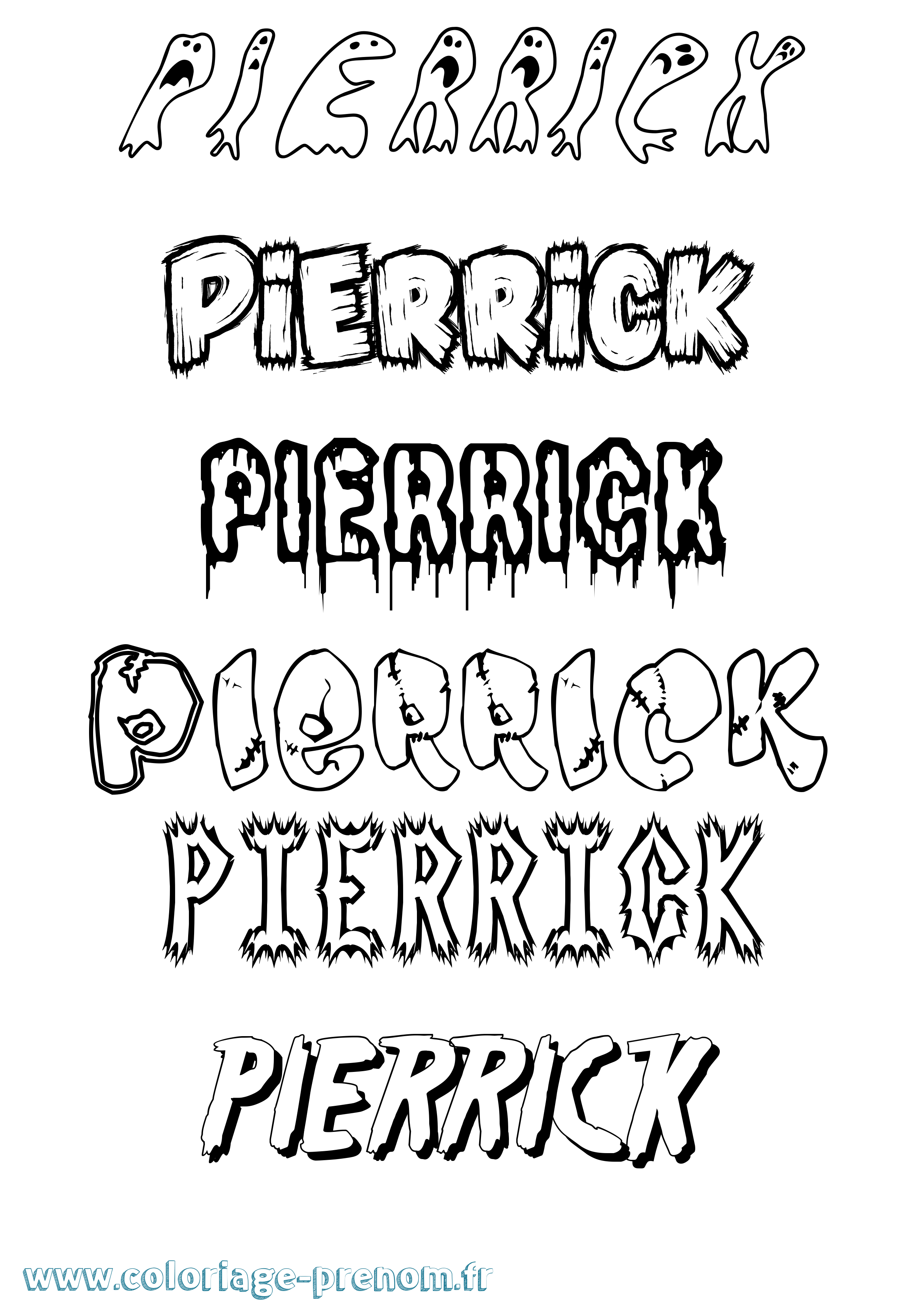 Coloriage prénom Pierrick Frisson