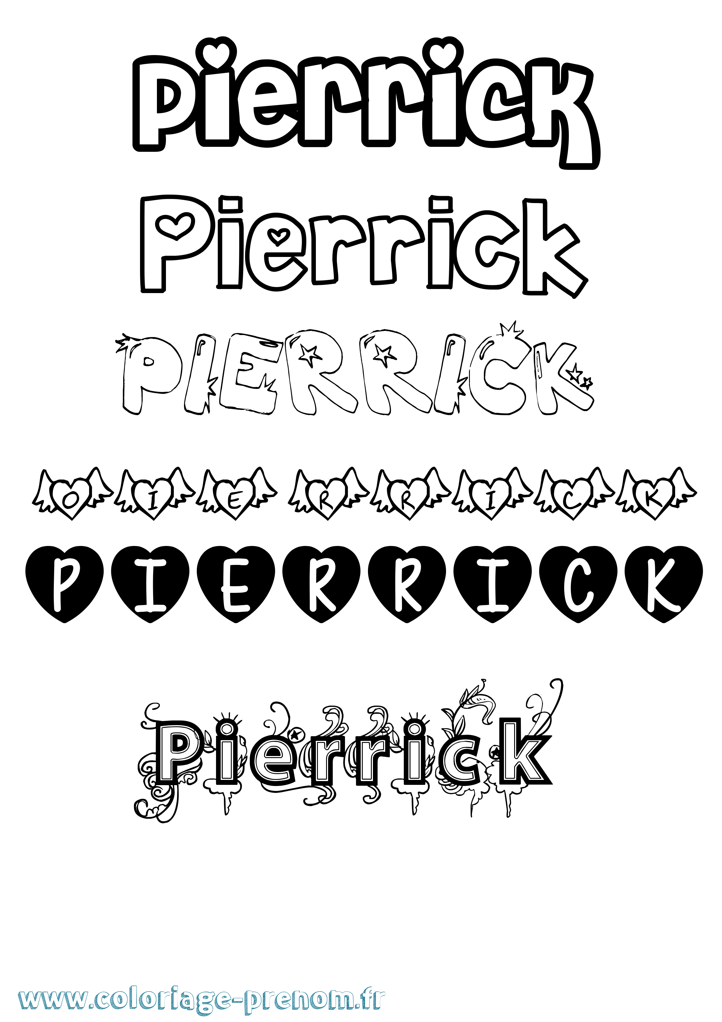 Coloriage prénom Pierrick Girly