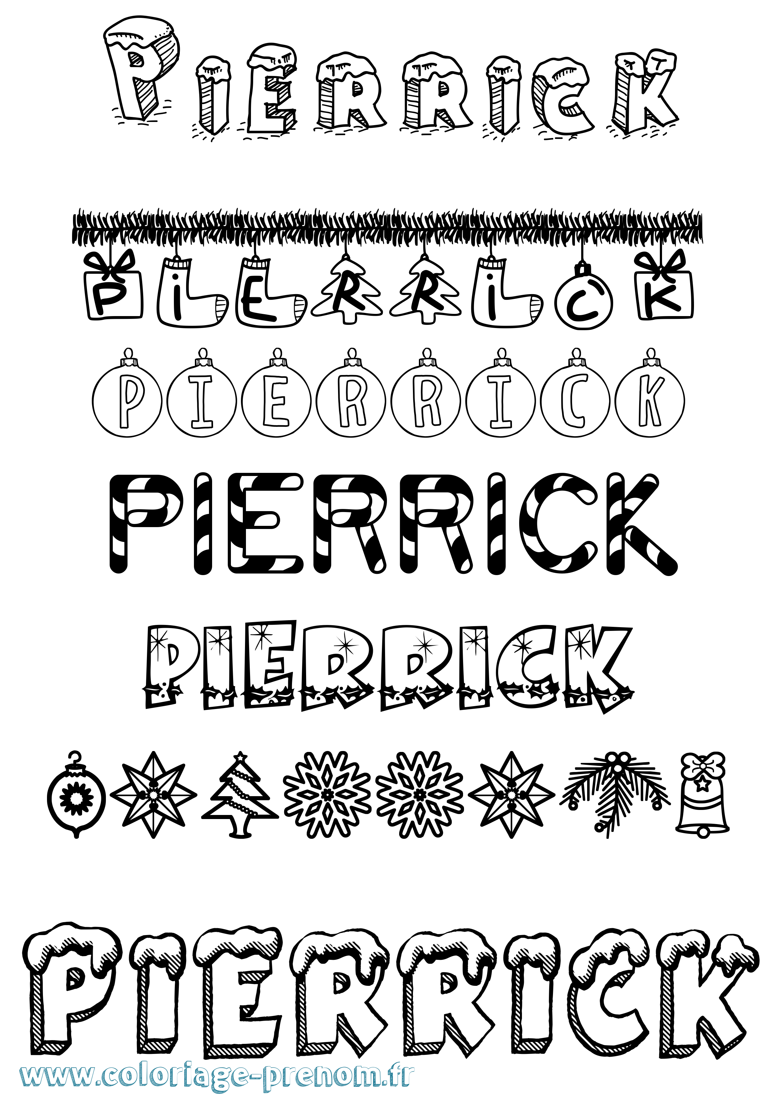 Coloriage prénom Pierrick Noël