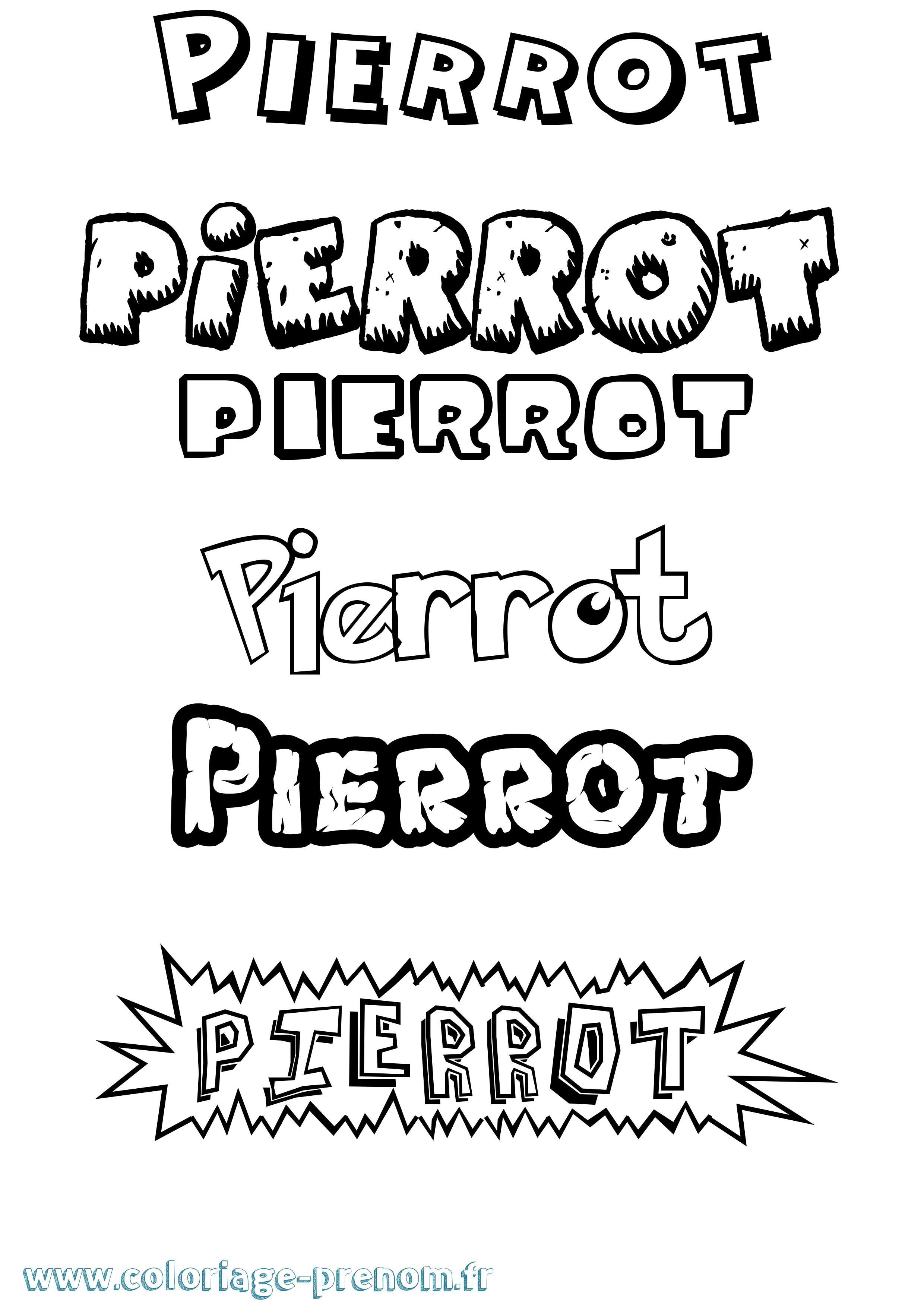 Coloriage prénom Pierrot Dessin Animé