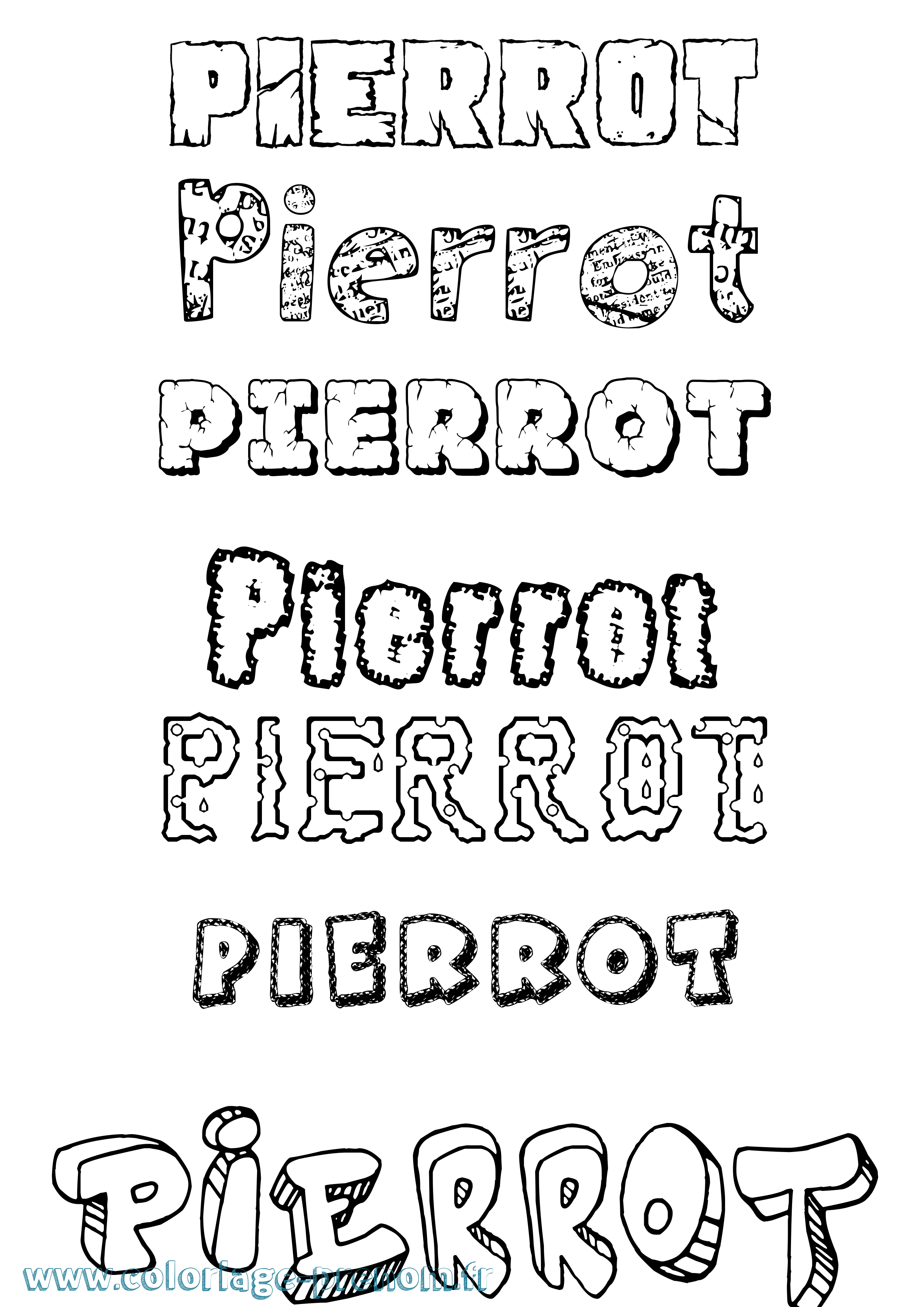 Coloriage prénom Pierrot Destructuré