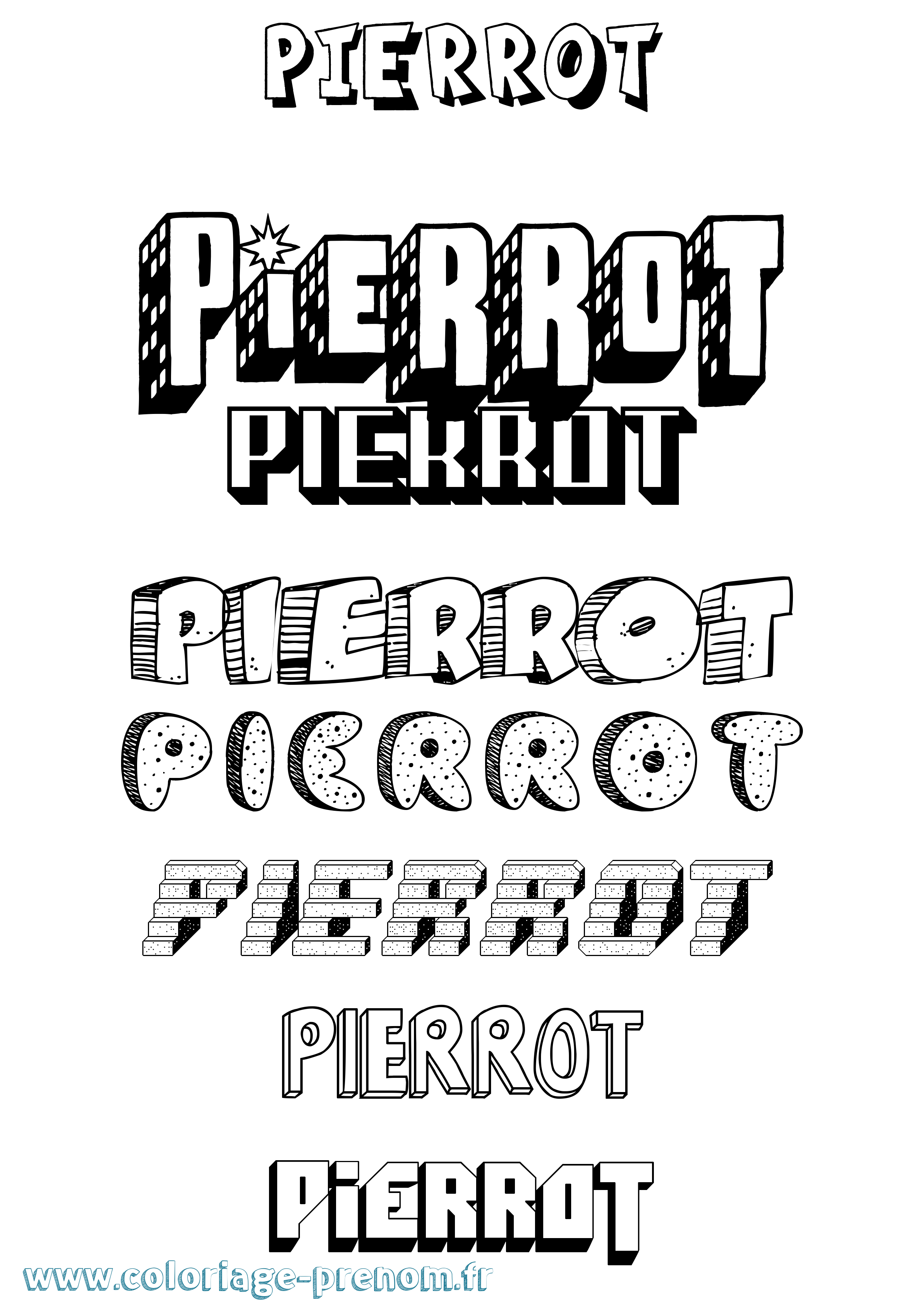 Coloriage prénom Pierrot Effet 3D