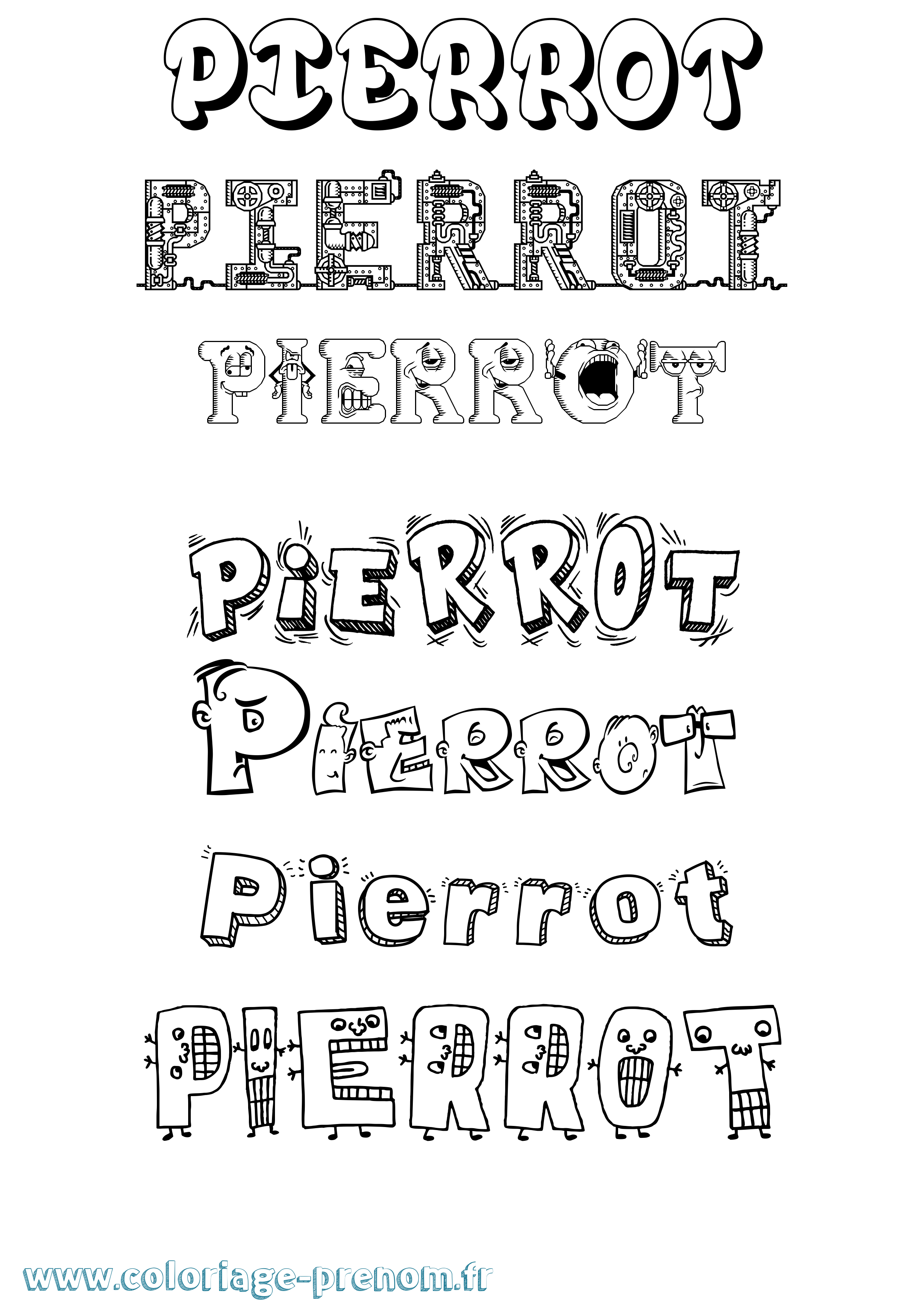 Coloriage prénom Pierrot Fun