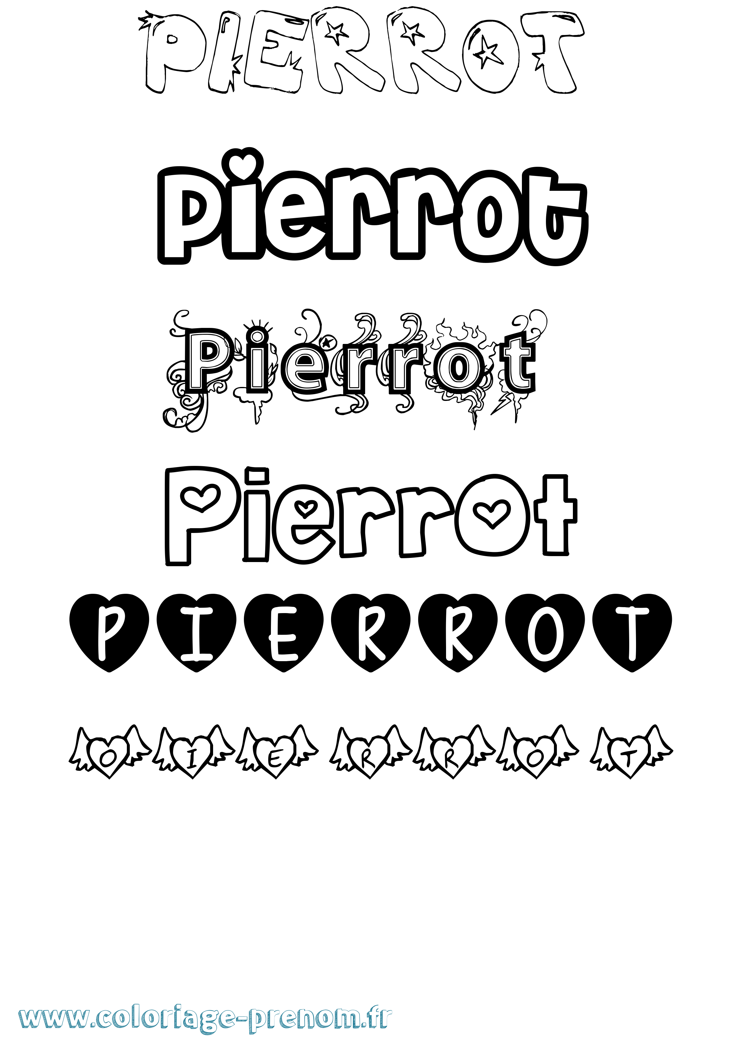 Coloriage prénom Pierrot Girly