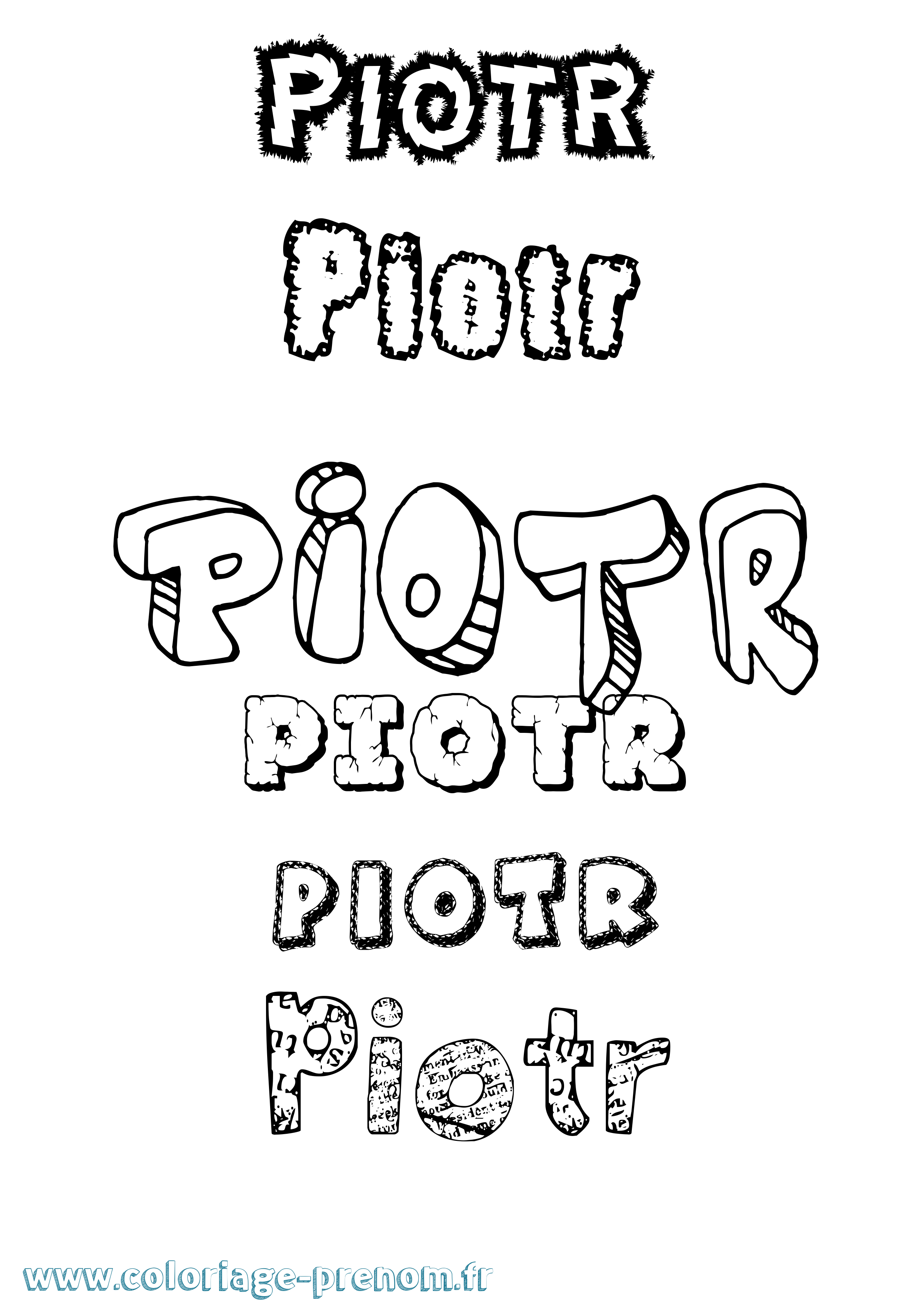 Coloriage prénom Piotr Destructuré