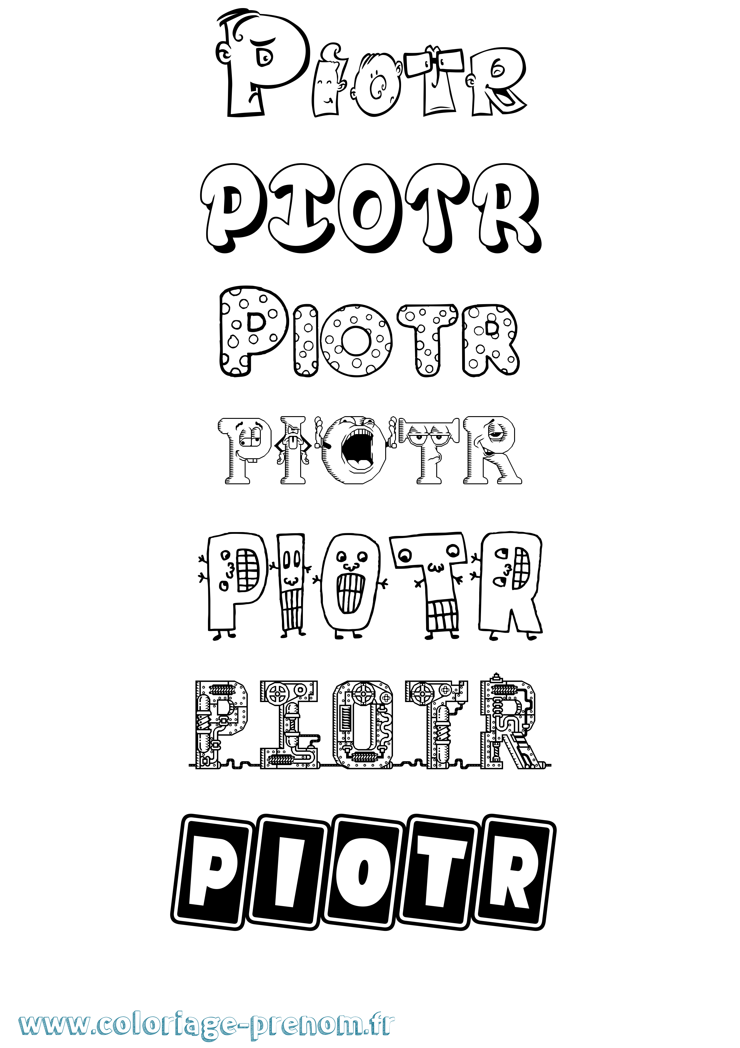 Coloriage Piotr Fun Coloriage prénom Piotr Fun
