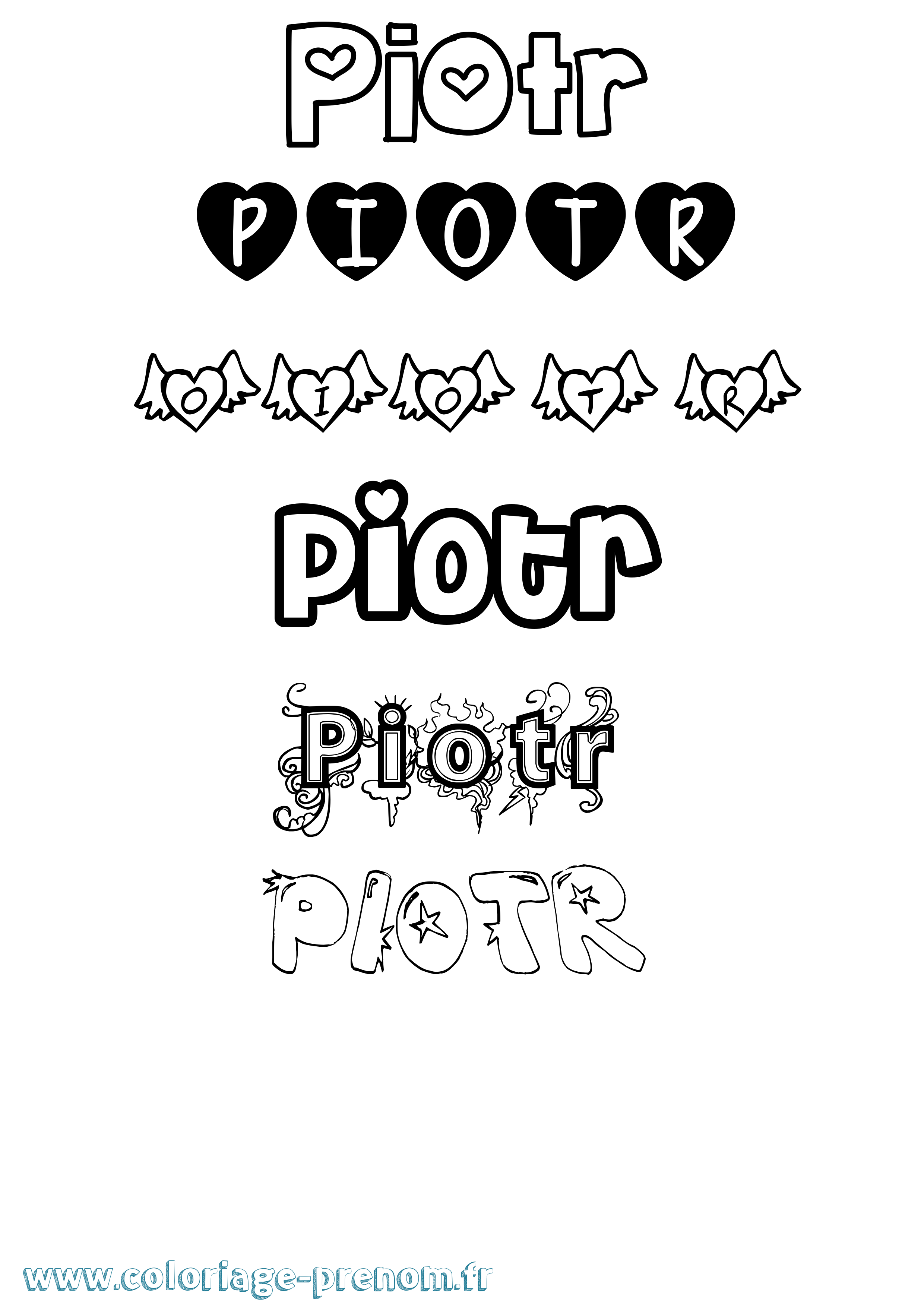 Coloriage Piotr Girly Coloriage prénom Piotr Girly