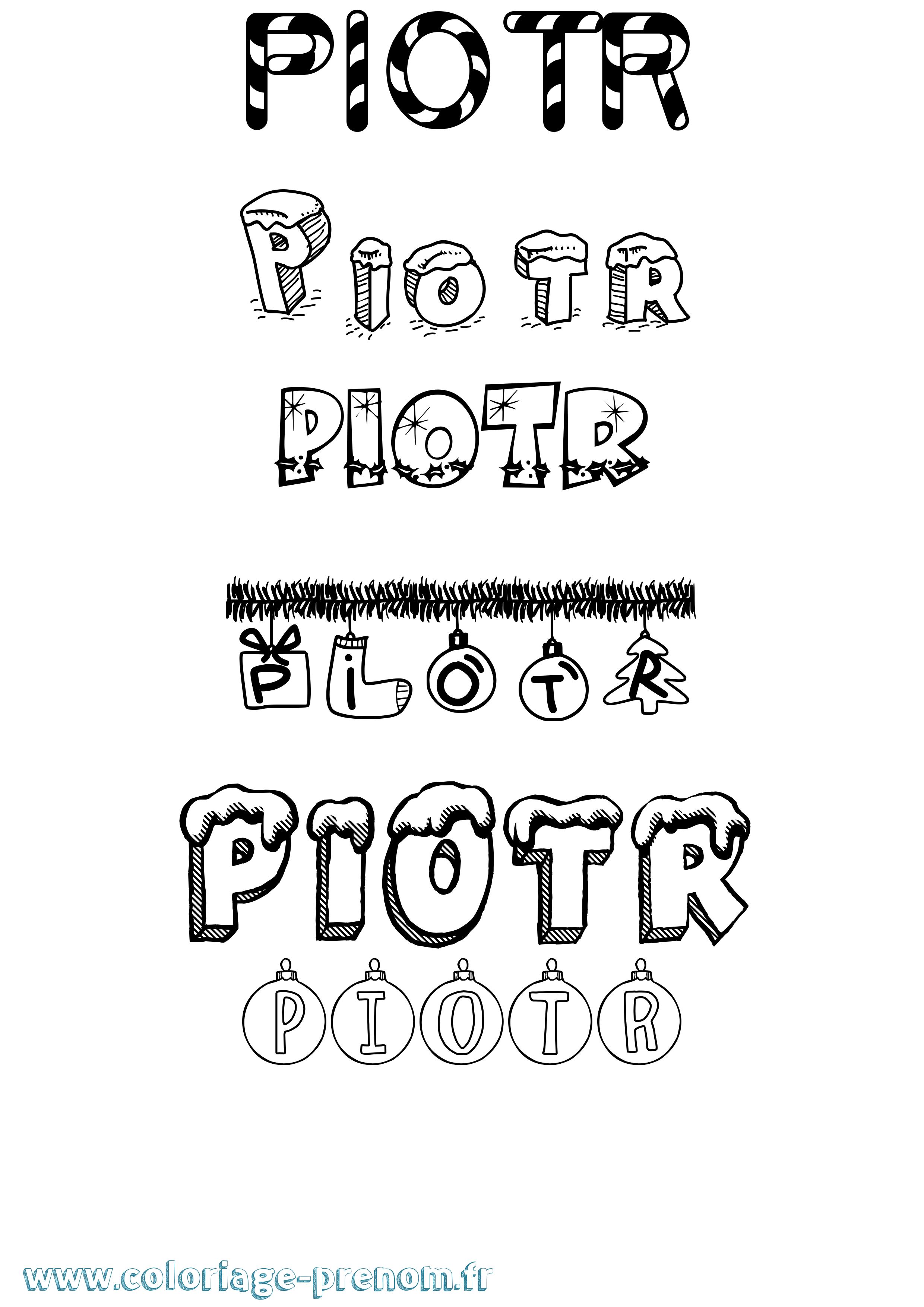 Coloriage Piotr Noël Coloriage prénom Piotr Noël