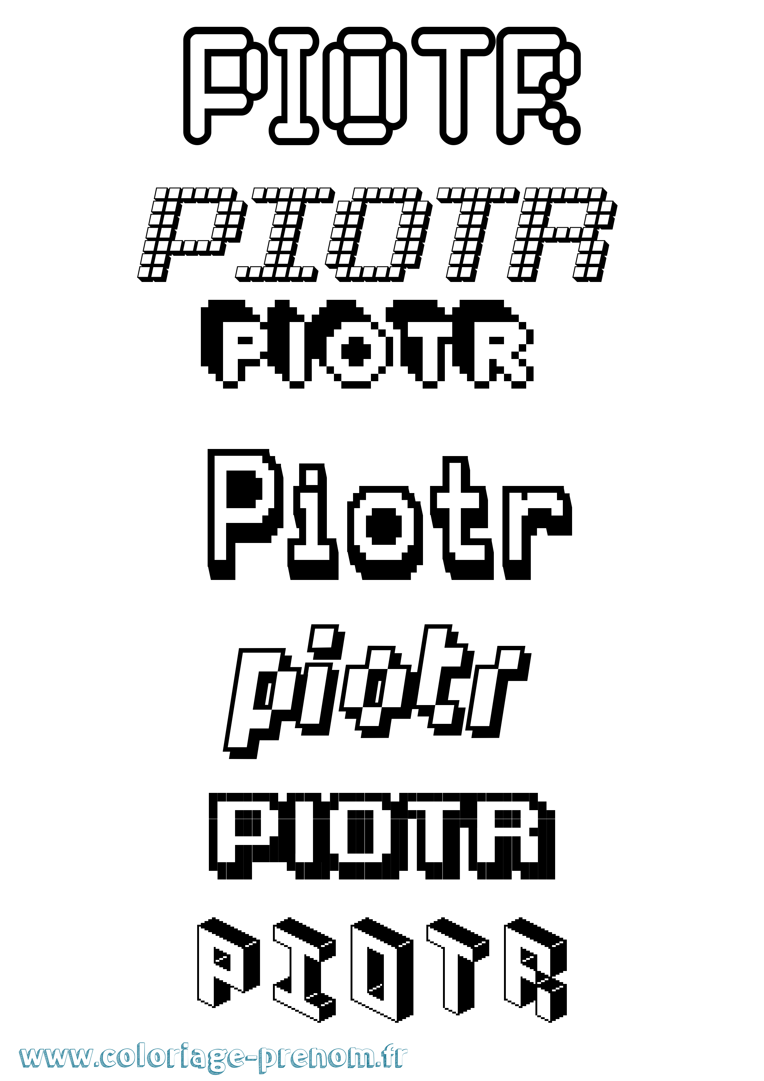 Coloriage Piotr Pixel Coloriage prénom Piotr Pixel