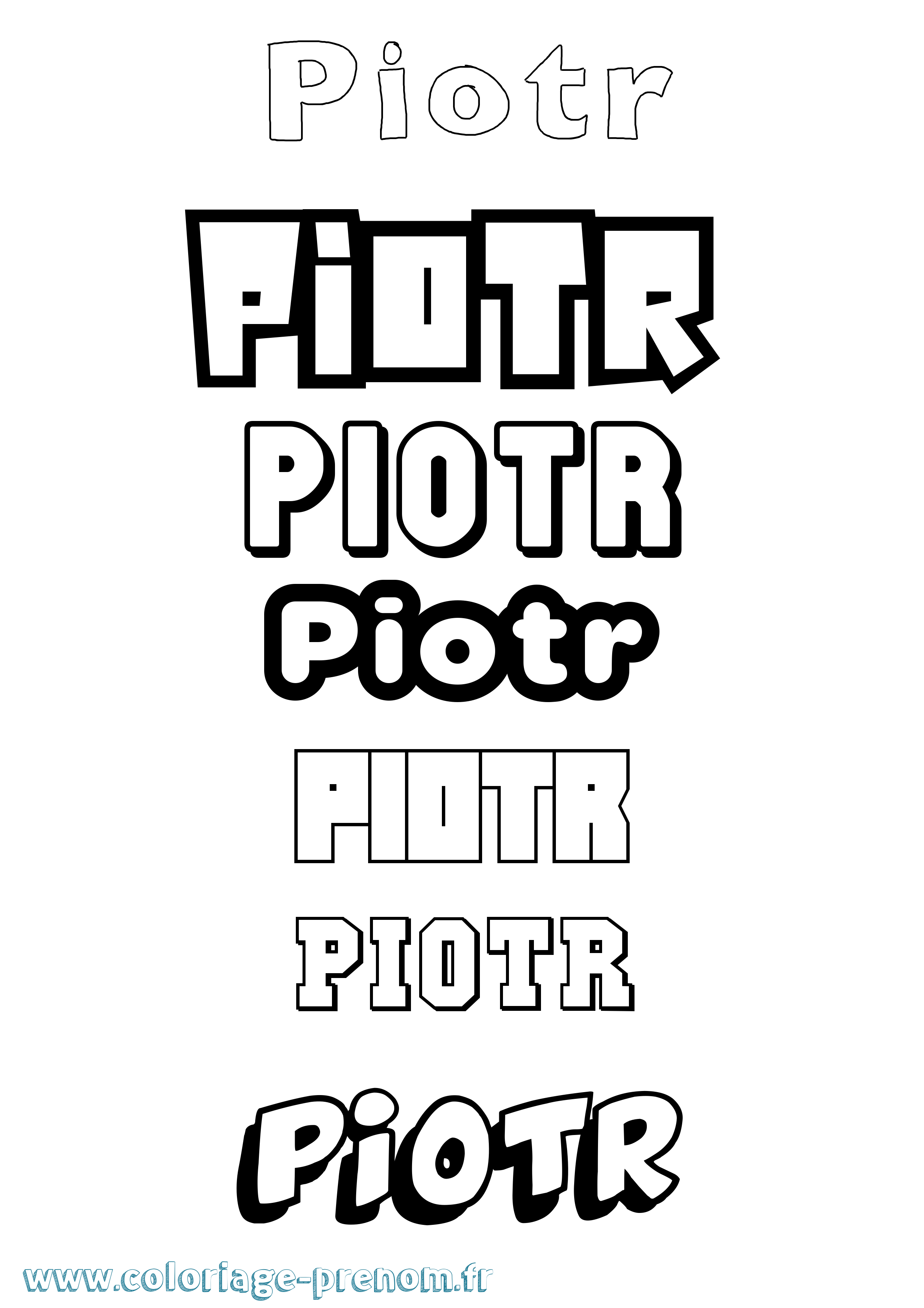 Coloriage Piotr Simple Coloriage prénom Piotr Simple