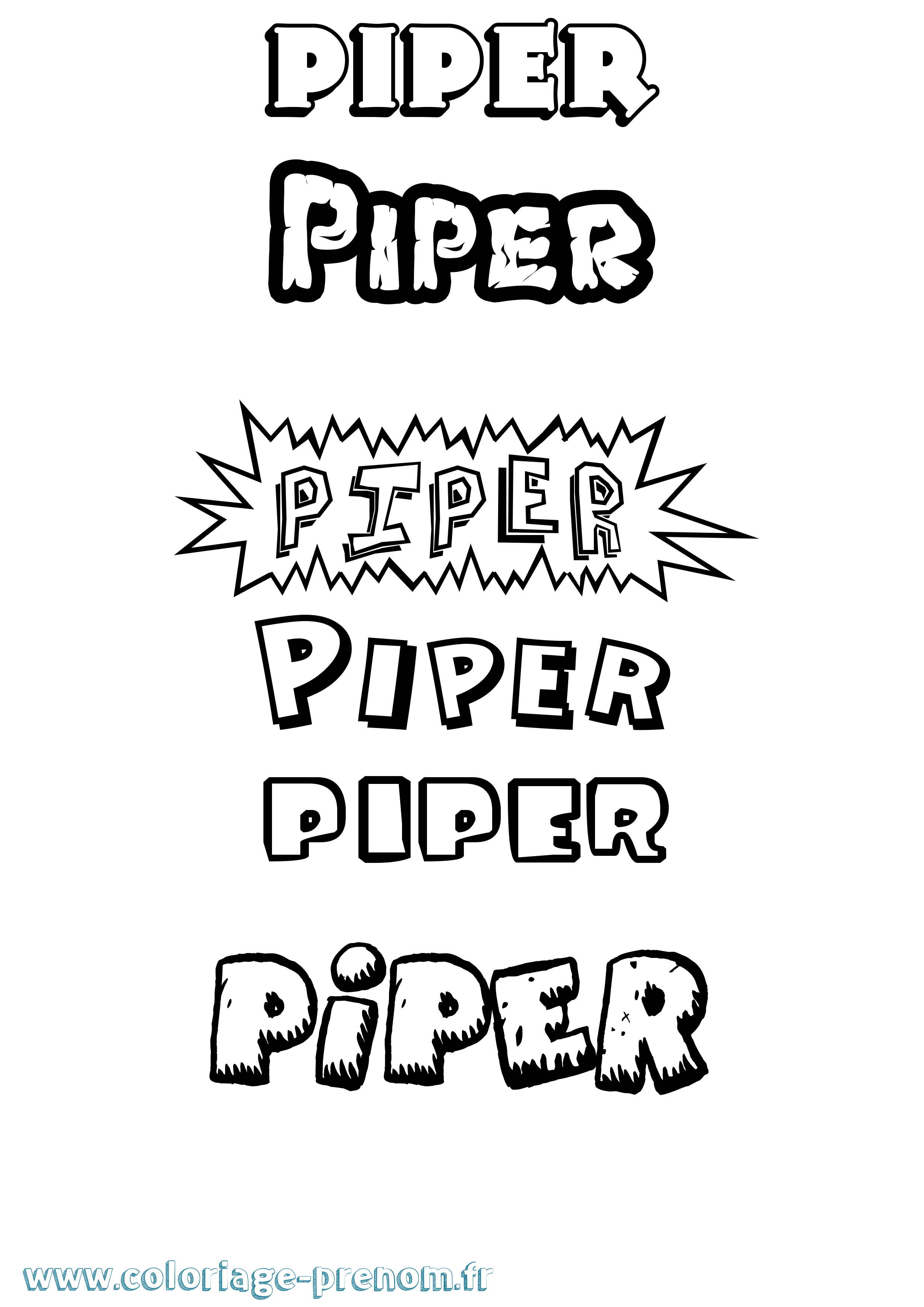 Coloriage prénom Piper Dessin Animé