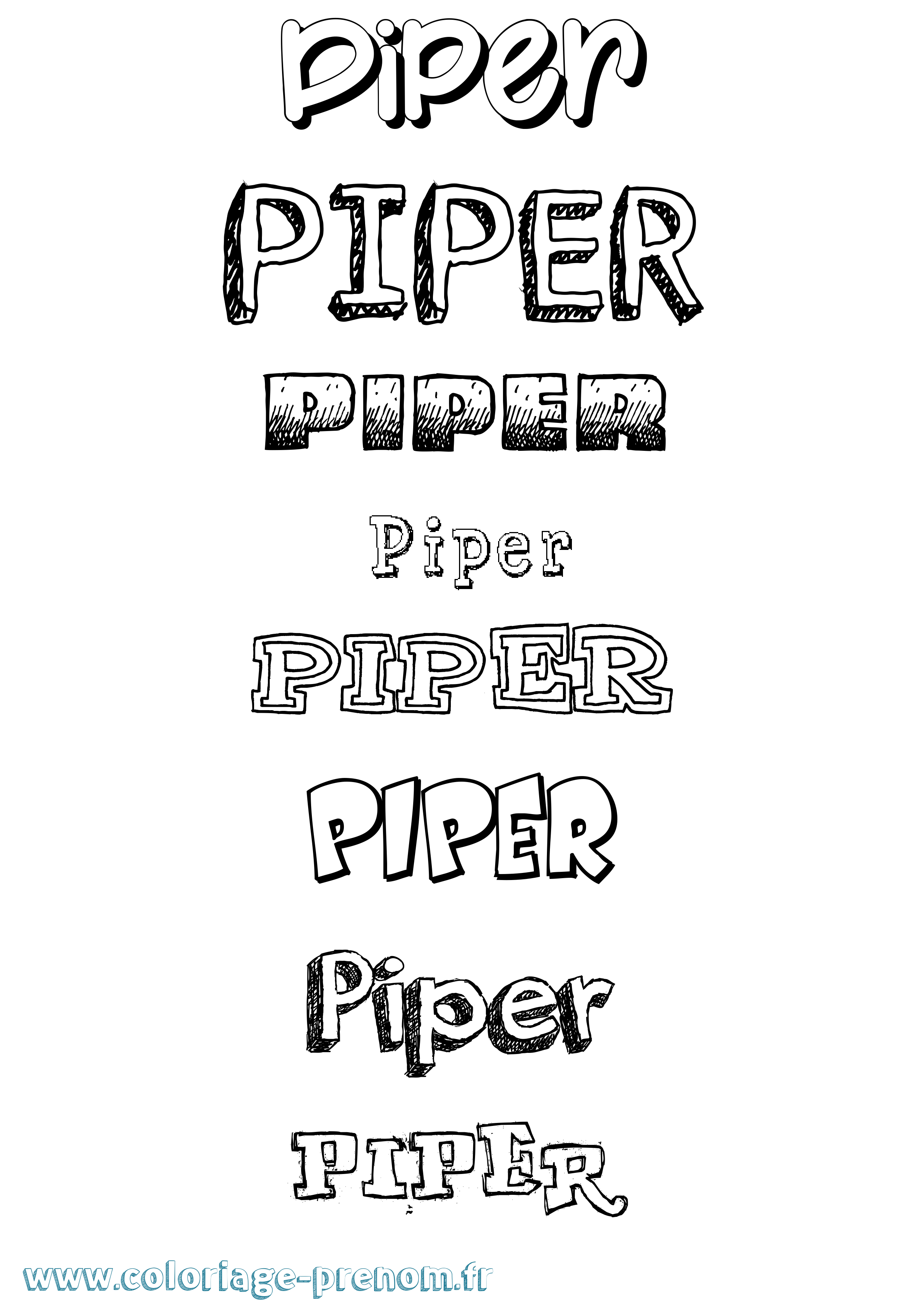 Coloriage prénom Piper Dessiné